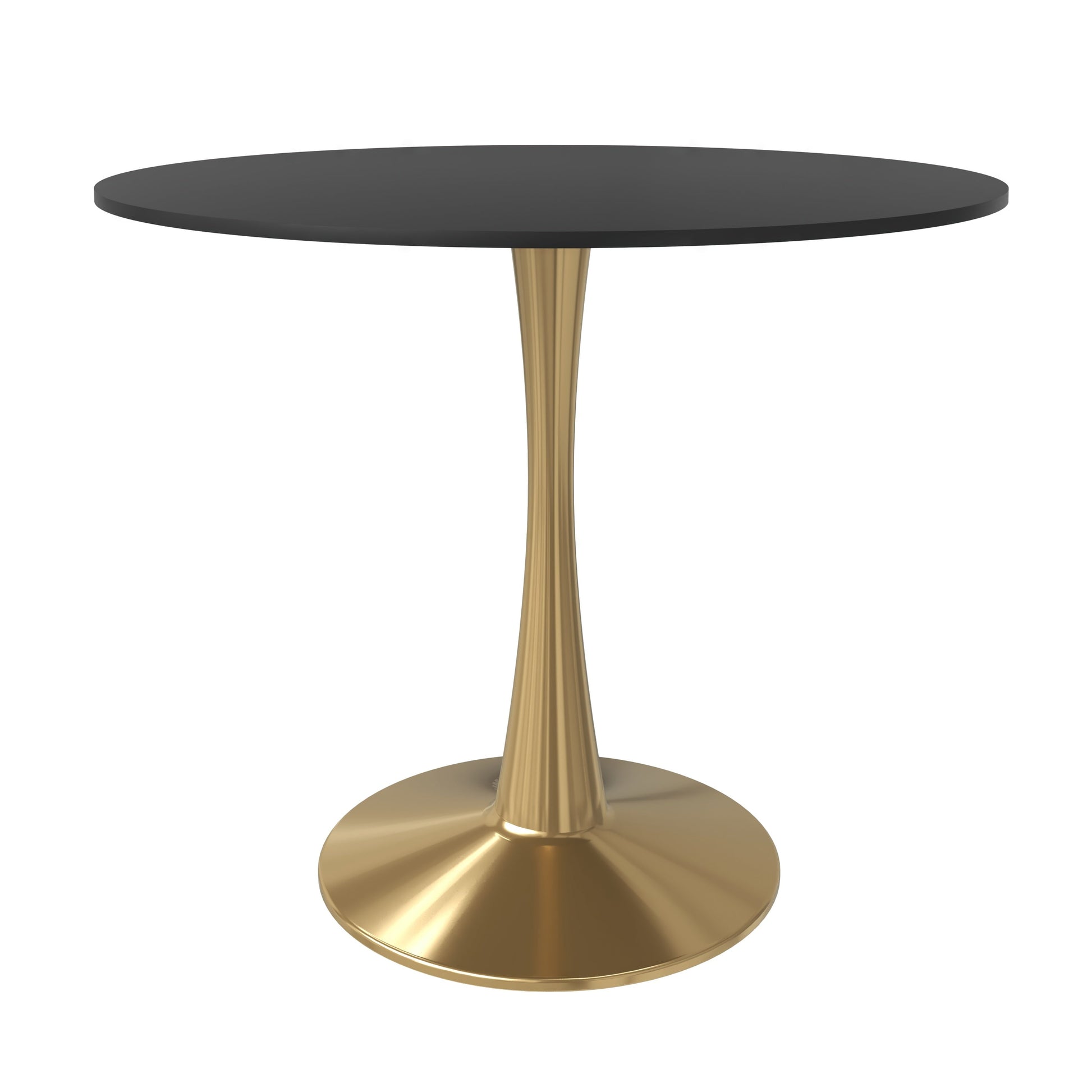 Leisuremod Dining Table Bristol Round Dining Table with MDF/Sintered Stone Tabletop in Gold Steel