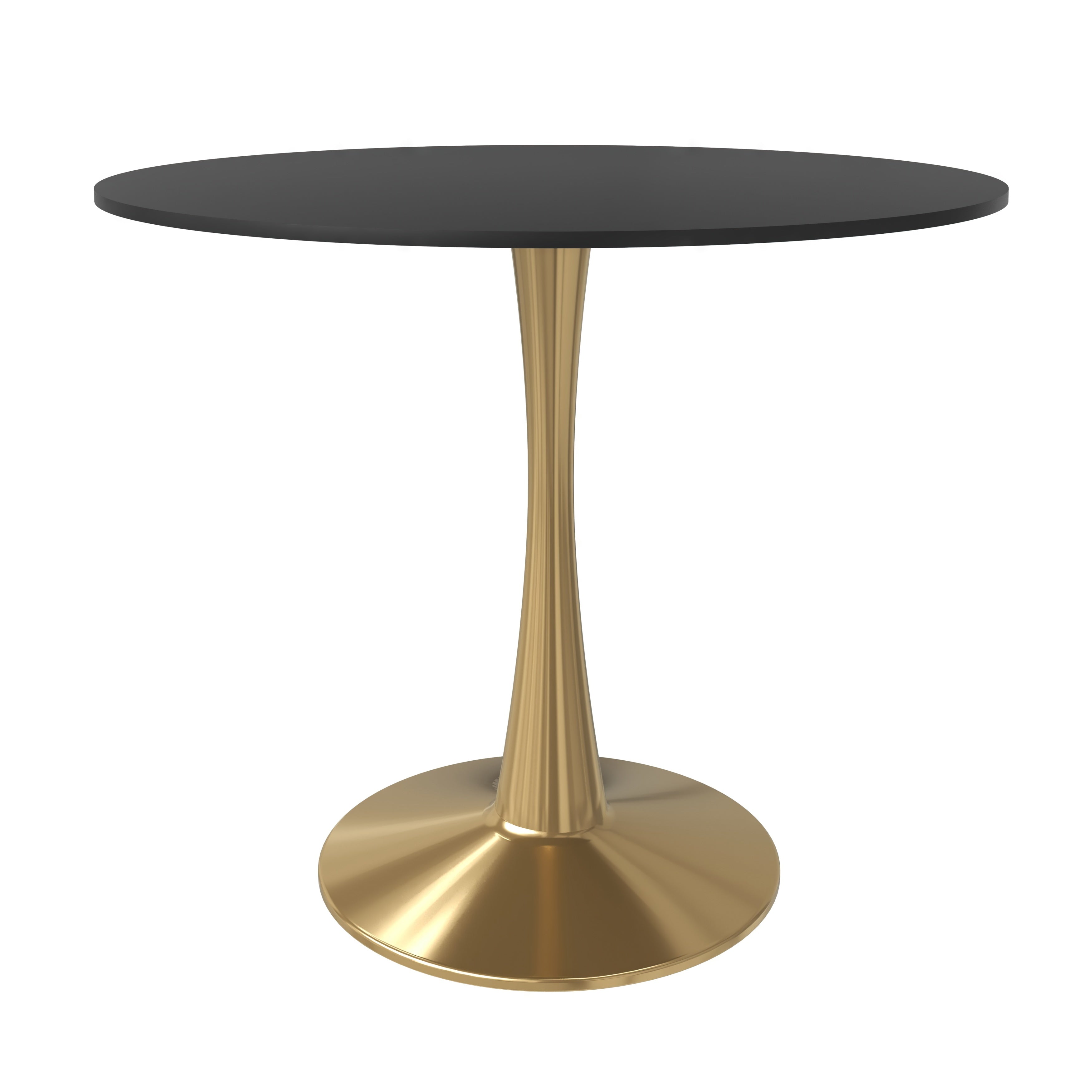 Leisuremod Dining Table Bristol Round Dining Table with MDF/Sintered Stone Tabletop in Gold Steel