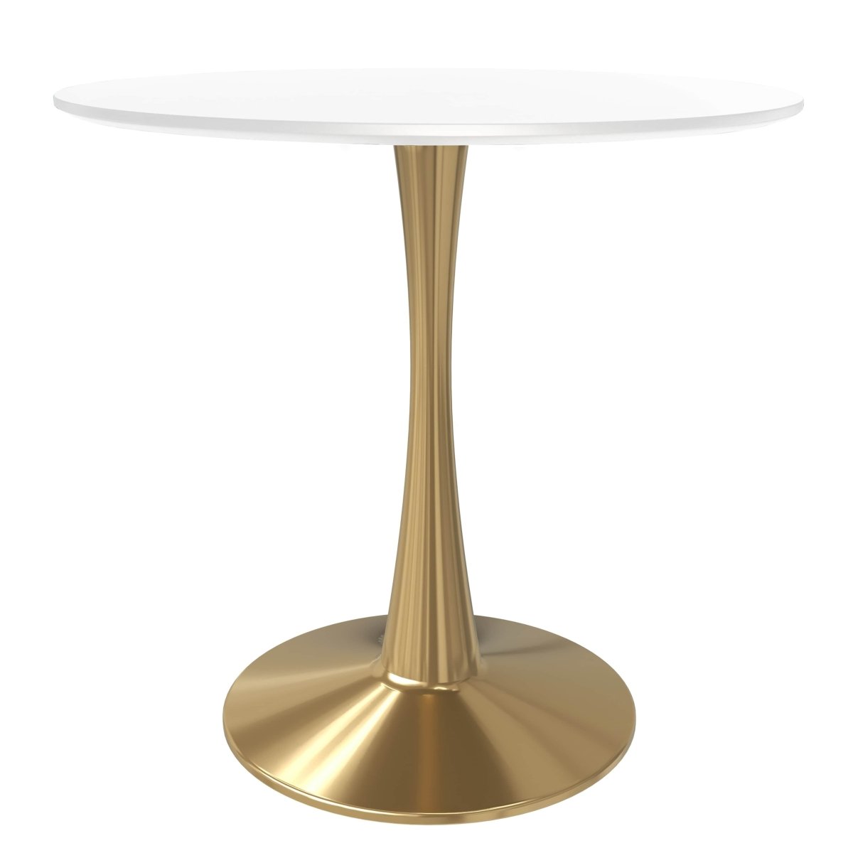 Leisuremod Dining Table Bristol Round Dining Table with MDF/Sintered Stone Tabletop in Gold Steel