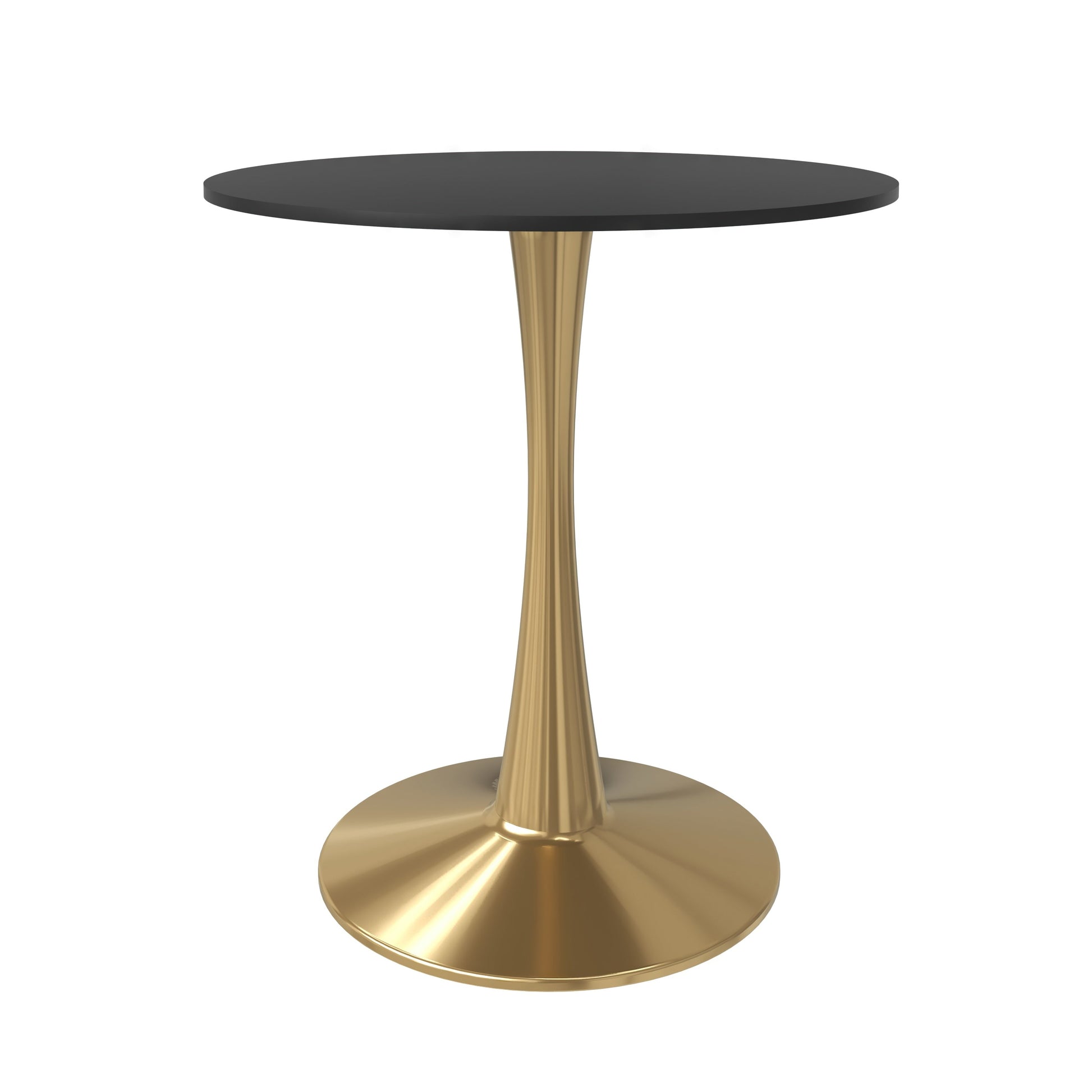 Leisuremod Dining Table Bristol Round Dining Table with MDF/Sintered Stone Tabletop in Gold Steel