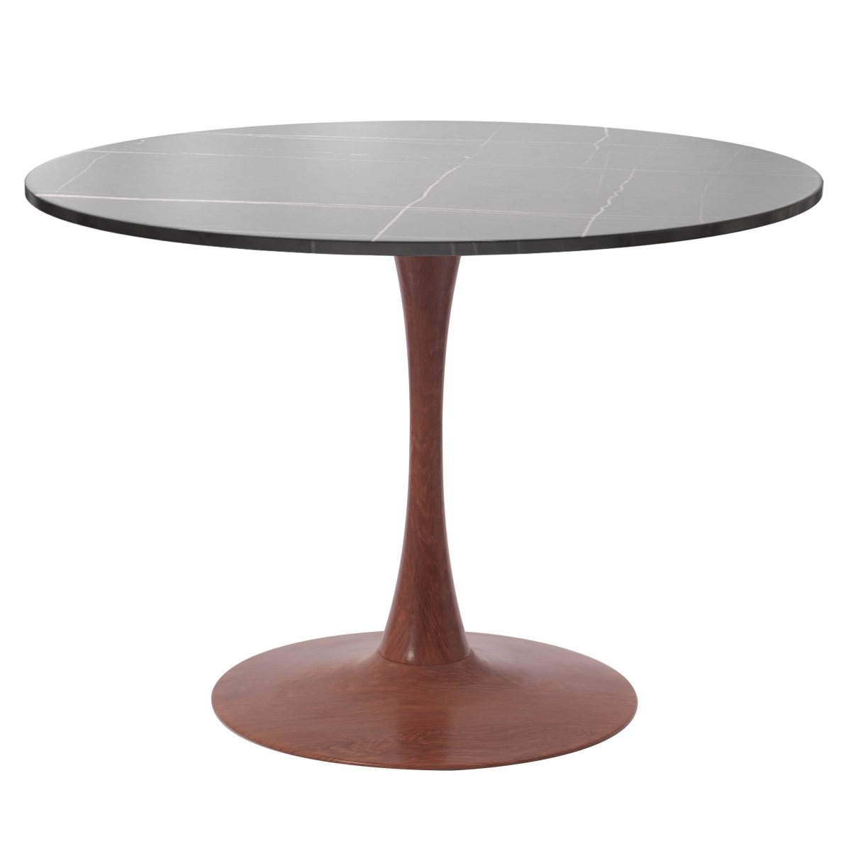 Leisuremod Dining Table Cherry / 35" / Black Bristol 27"/31"/35"/40" Round Dining Table Wood Transfer Cherry/Natural/Walnut Base with Sintered Stone Table Top