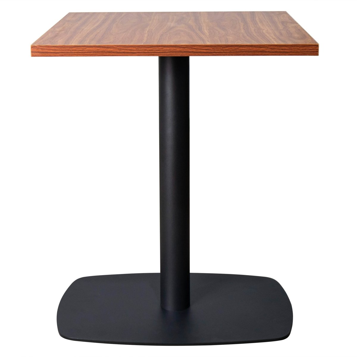Leisuremod Dining Table Cognac Brown Vail Collection Dining Table Black Rectangle Base With 24" Square MDF Top