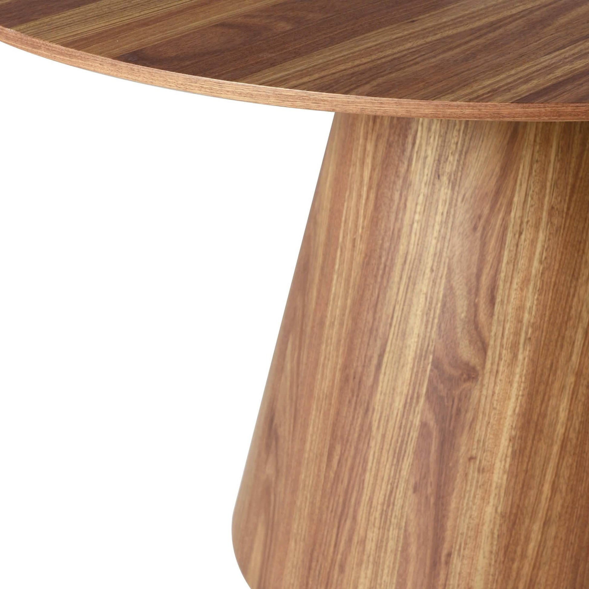 Fynix 47” Round Dining Table with Ash Wood Veneer Top and Pedestal Base Natural Wood Dining Table Leisuremod