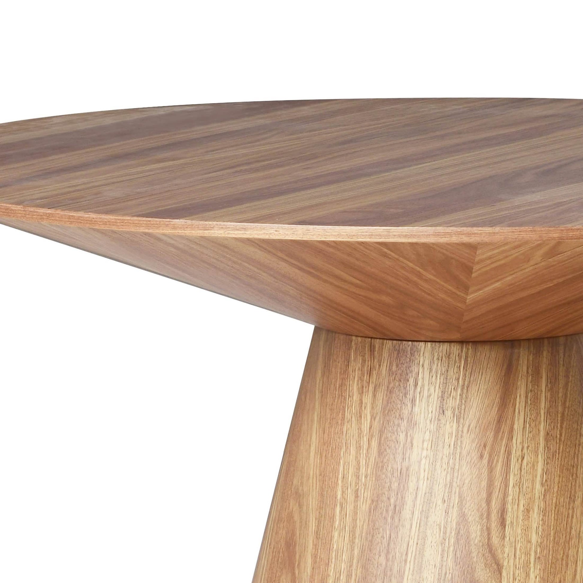 Fynix 47” Round Dining Table with Ash Wood Veneer Top and Pedestal Base Natural Wood Dining Table Leisuremod