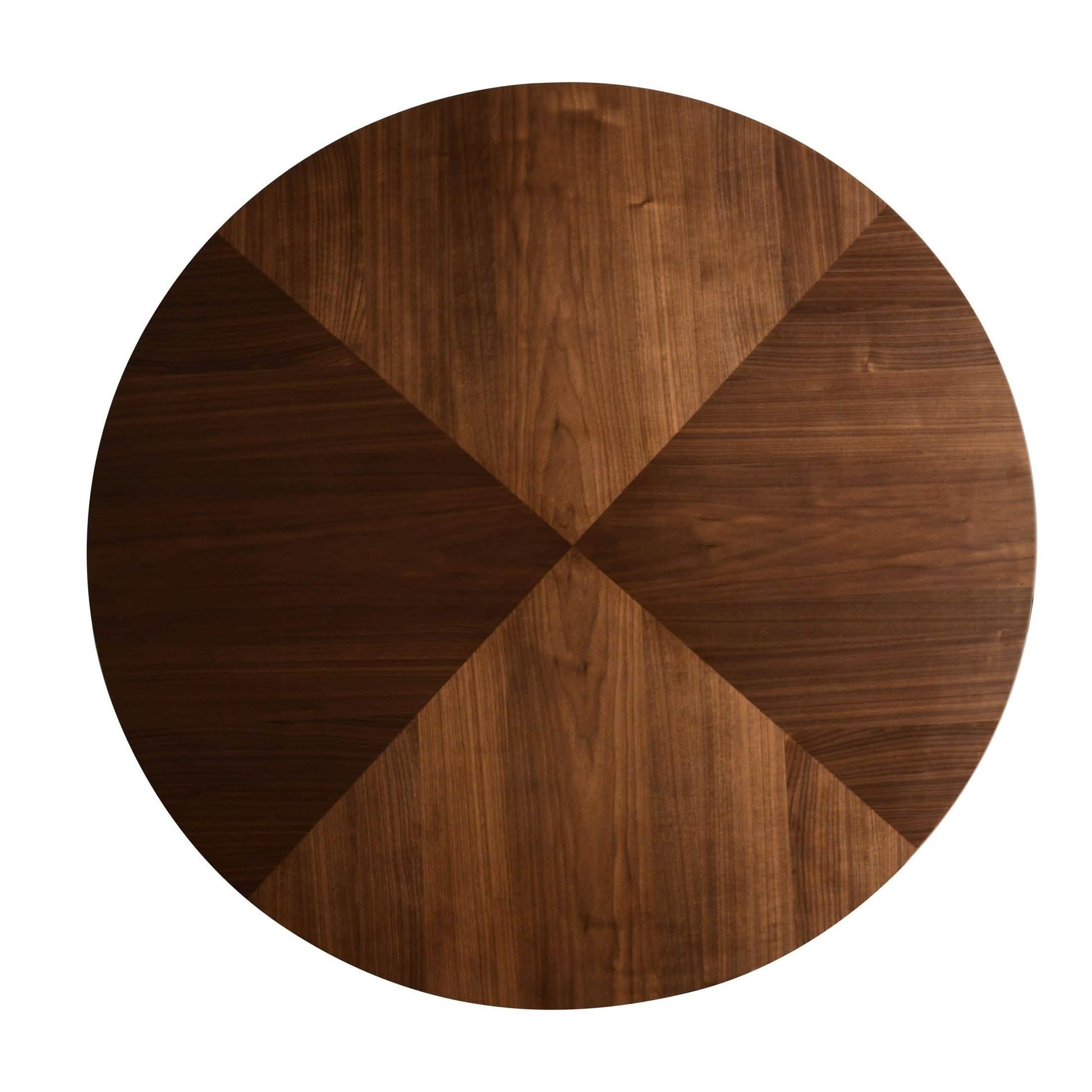 Fynix 47” Round Dining Table with Ash Wood Veneer Top and Pedestal Base Walnut Dining Table Leisuremod