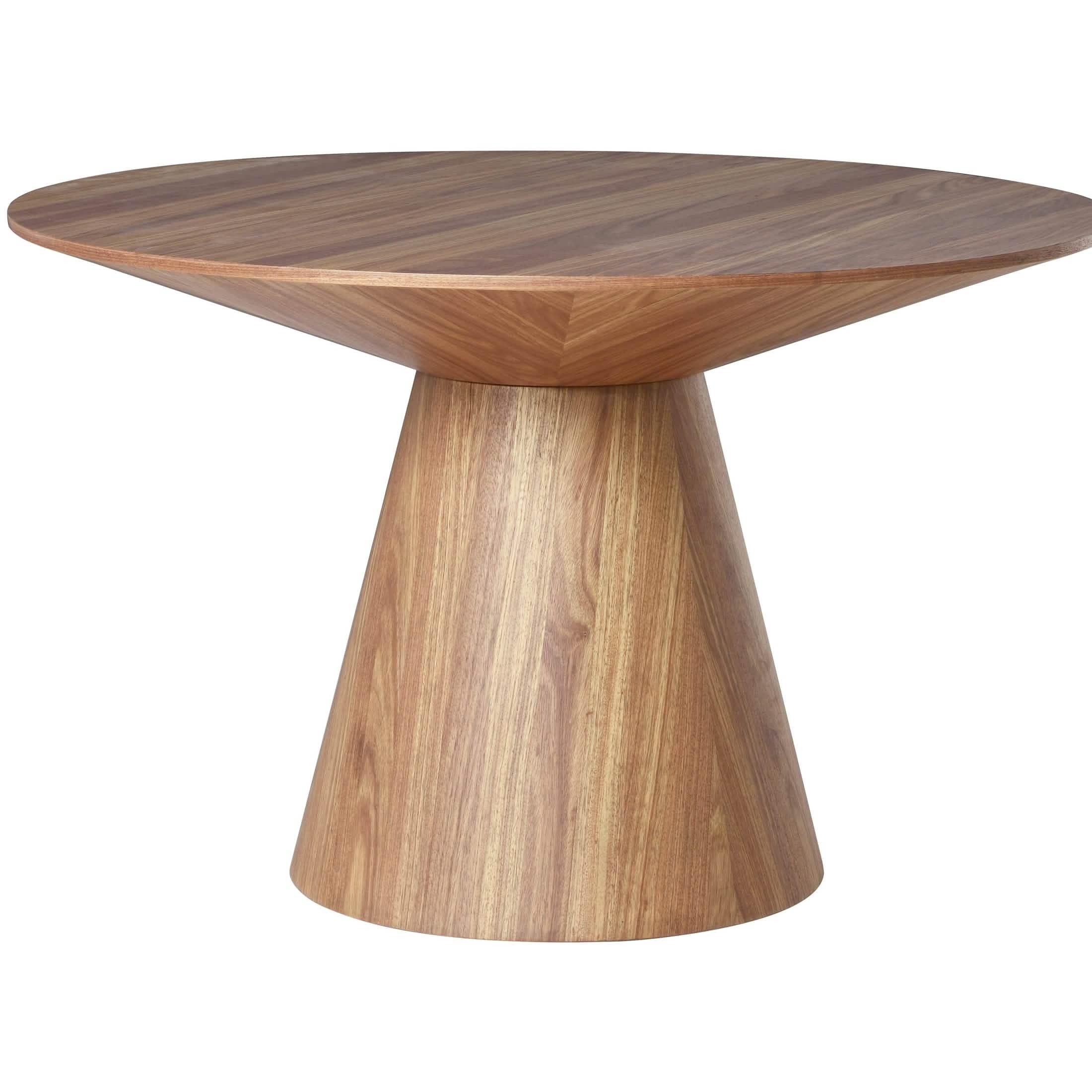 Fynix 47” Round Dining Table with Ash Wood Veneer Top and Pedestal Base Natural Wood Dining Table Leisuremod