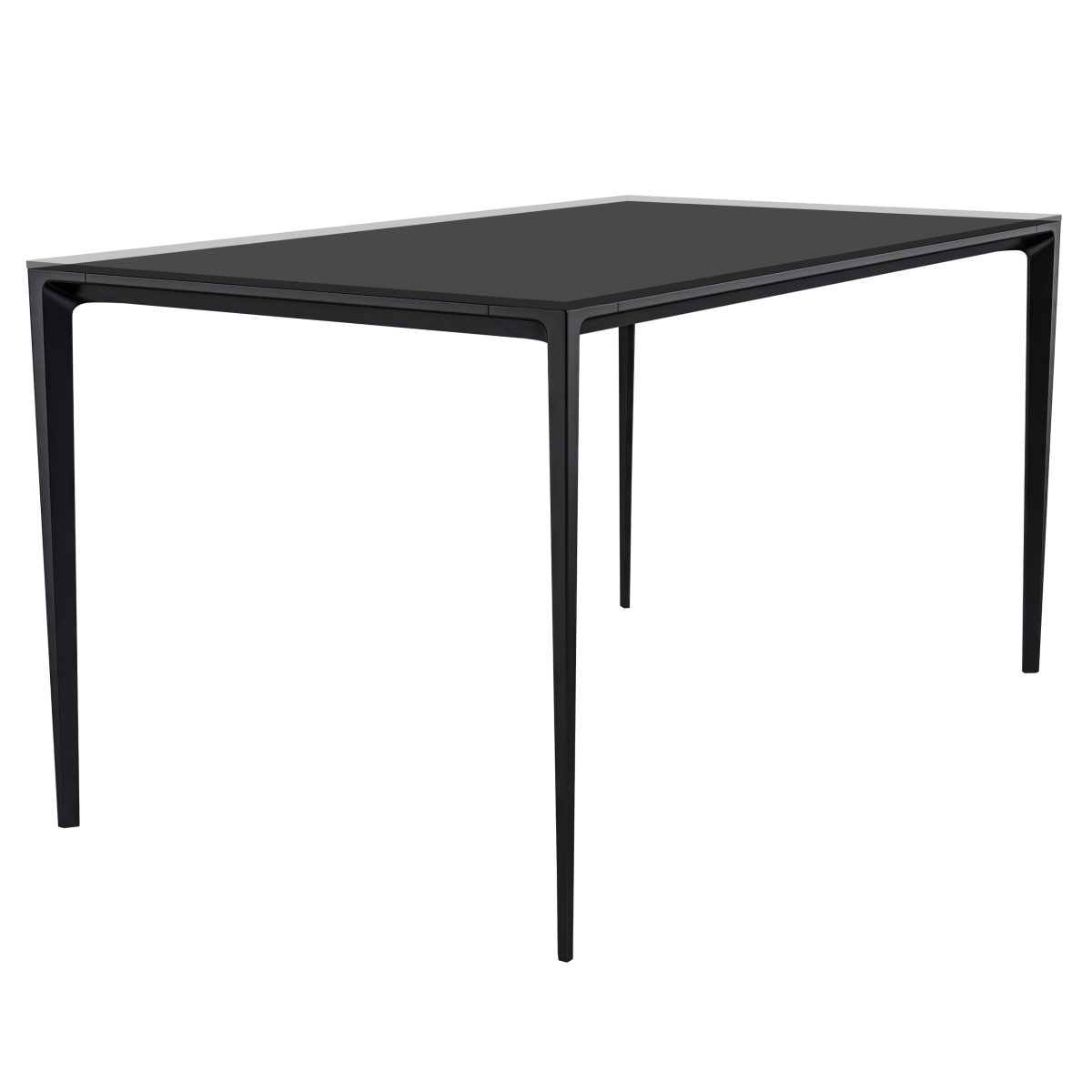 Leisuremod Dining Table Glass / 55 Inches Wide / Clear Avo Rectangular Dining Table with Sintered Stone/Glass Tabletop in Black Aluminum Base