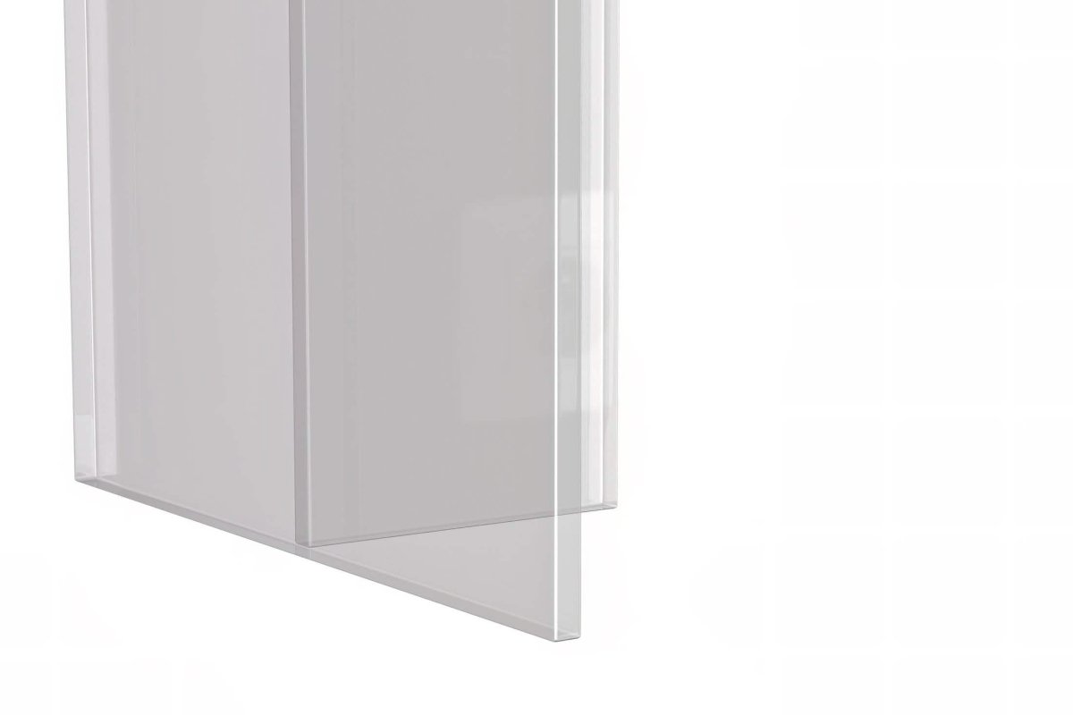 Kova Rectangular Dining Table with Sintered Stone/Glass Top and Acrylic Base Legs Sintered Stone Light Grey Dining Table Leisuremod