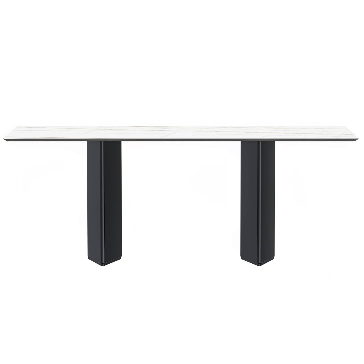 Leisuremod Dining Table Lior Dining Table Rectangular Glass/Sintered Stone Tabletop and Black Steel Legs