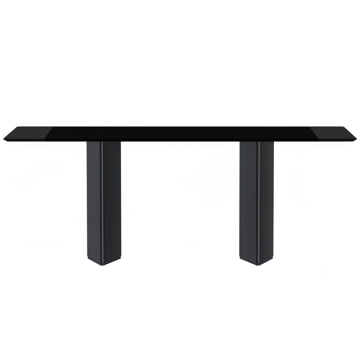 Leisuremod Dining Table Lior Dining Table Rectangular Glass/Sintered Stone Tabletop and Black Steel Legs