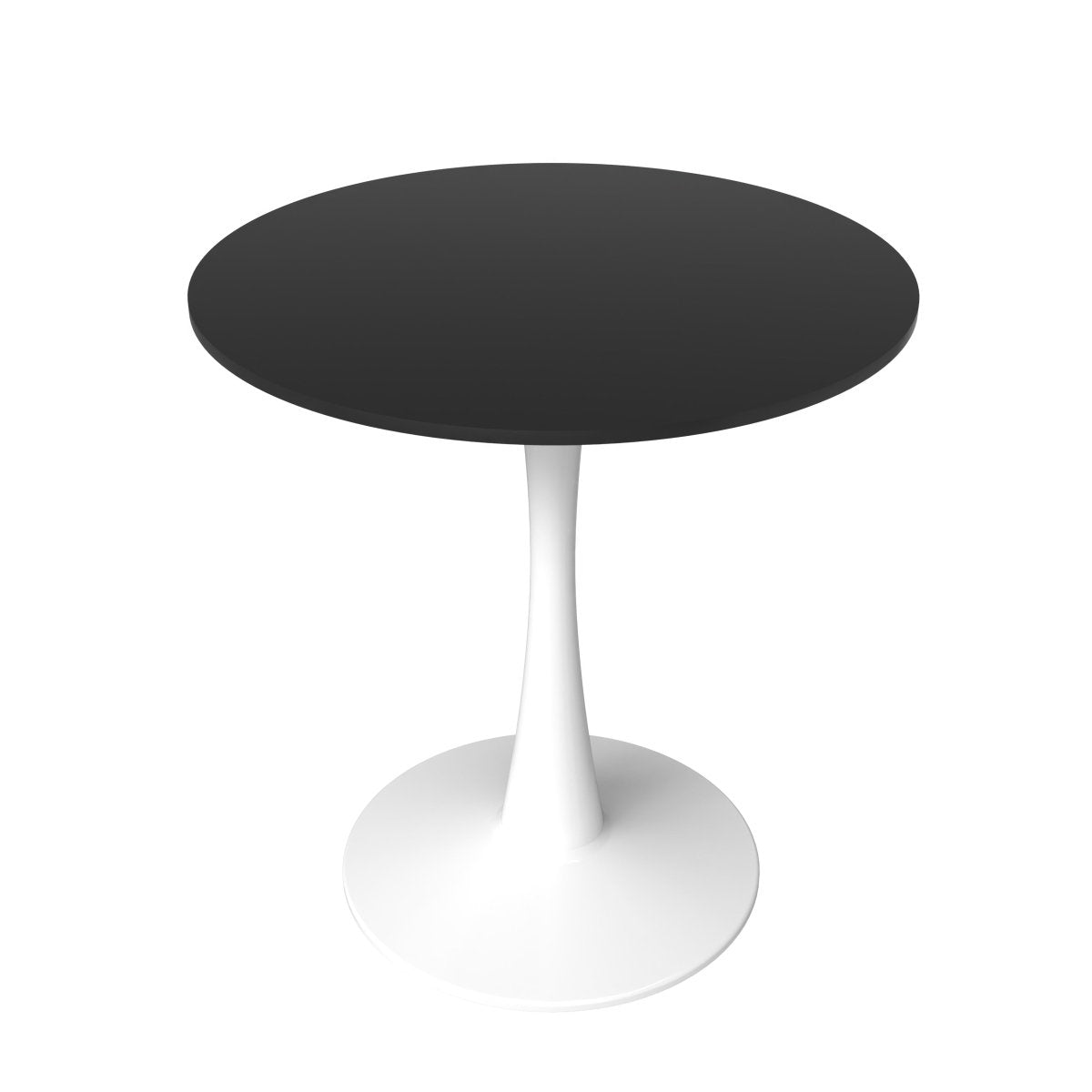 Leisuremod Dining Table MDF / 27 Inches / Black Bristol Round Dining Table with MDF/Sintered Stone/Glass Wood Tabletop in White Steel