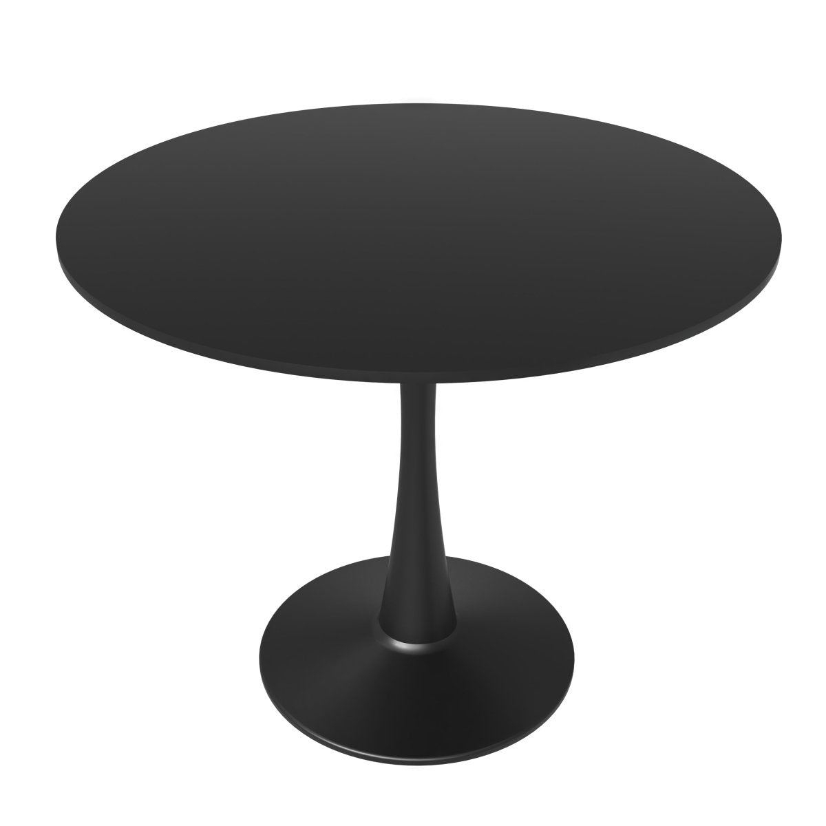 Bristol Round Dining Table with MDF/Sintered Stone/Glass Tabletop in Black Steel Base MDF 31 Inches Black Dining Table Leisuremod
