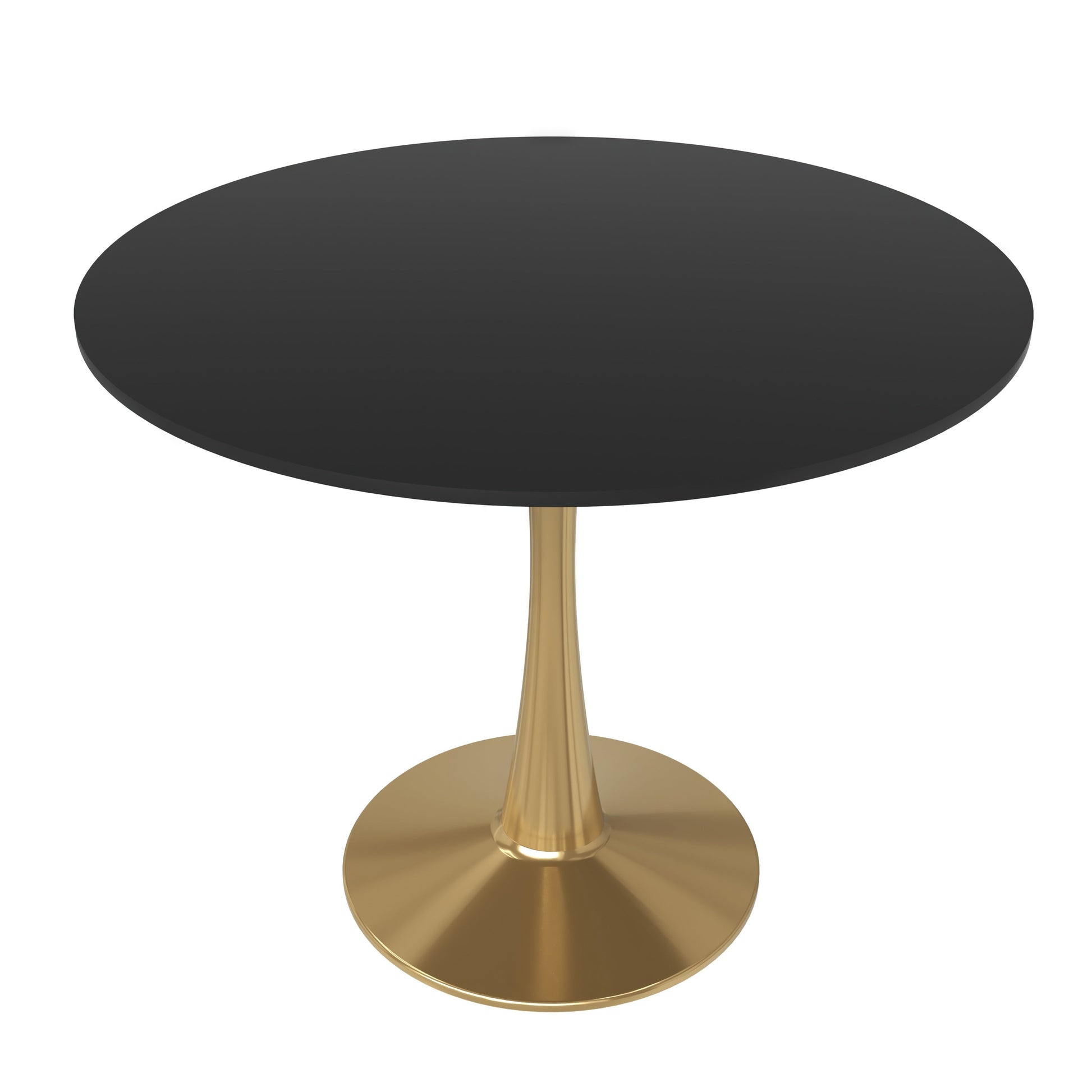 Leisuremod Dining Table MDF / 31 Inches / Black Bristol Round Dining Table with MDF/Sintered Stone Tabletop in Gold Steel