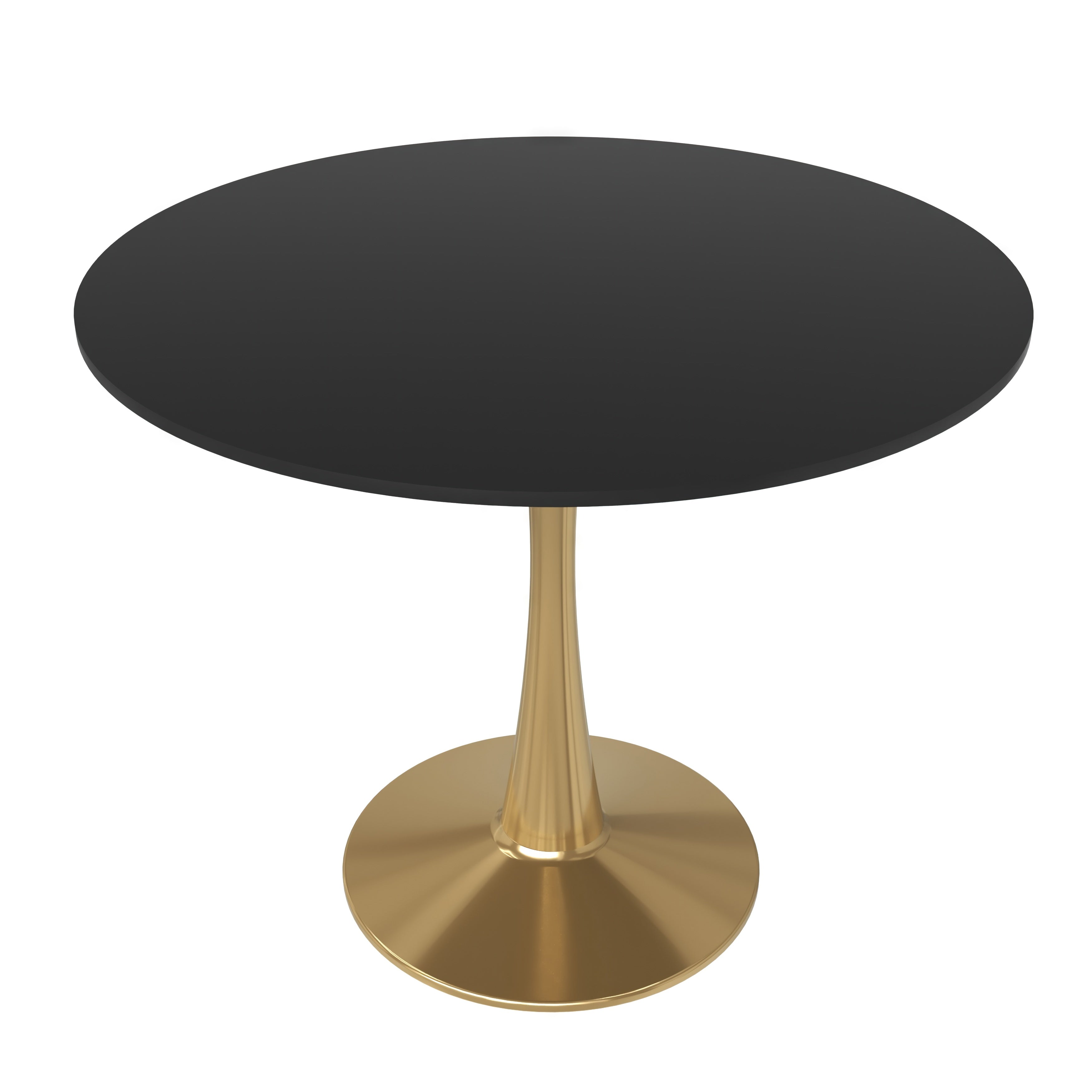 Leisuremod Dining Table MDF / 31 Inches / Black Bristol Round Dining Table with MDF/Sintered Stone Tabletop in Gold Steel