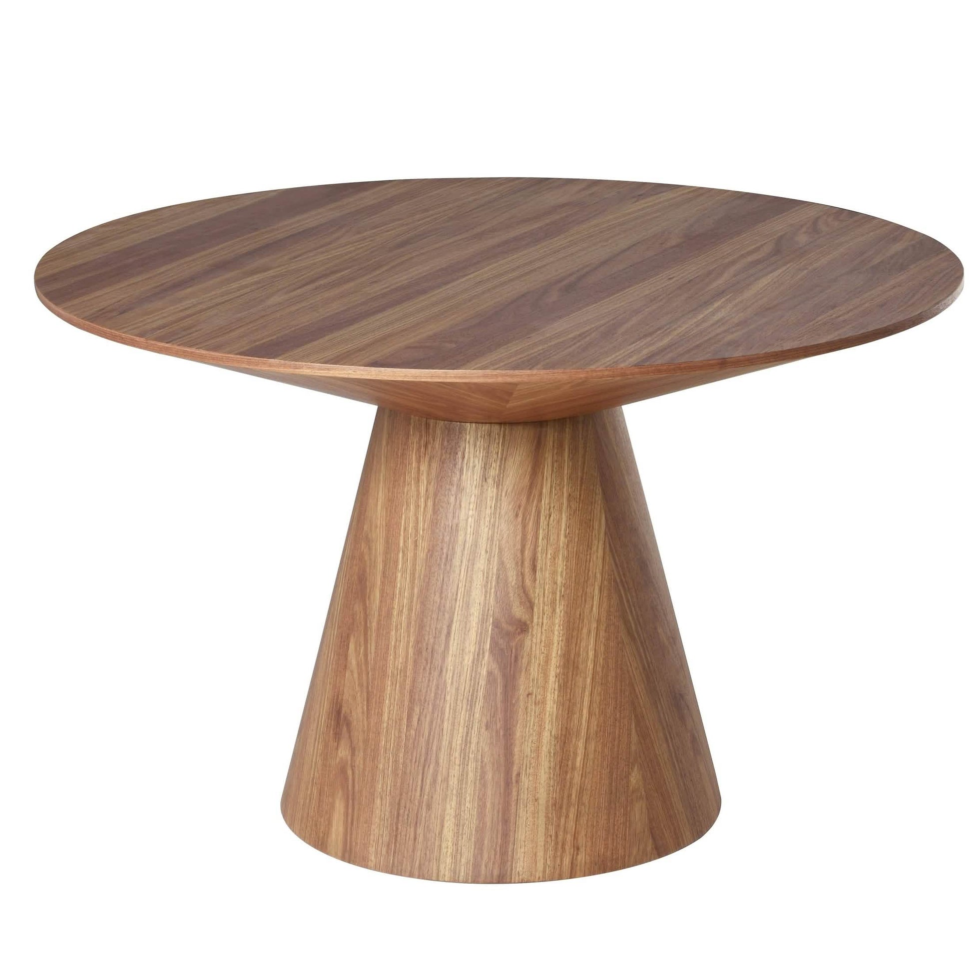 Fynix 47” Round Dining Table with Ash Wood Veneer Top and Pedestal Base Natural Wood Dining Table Leisuremod