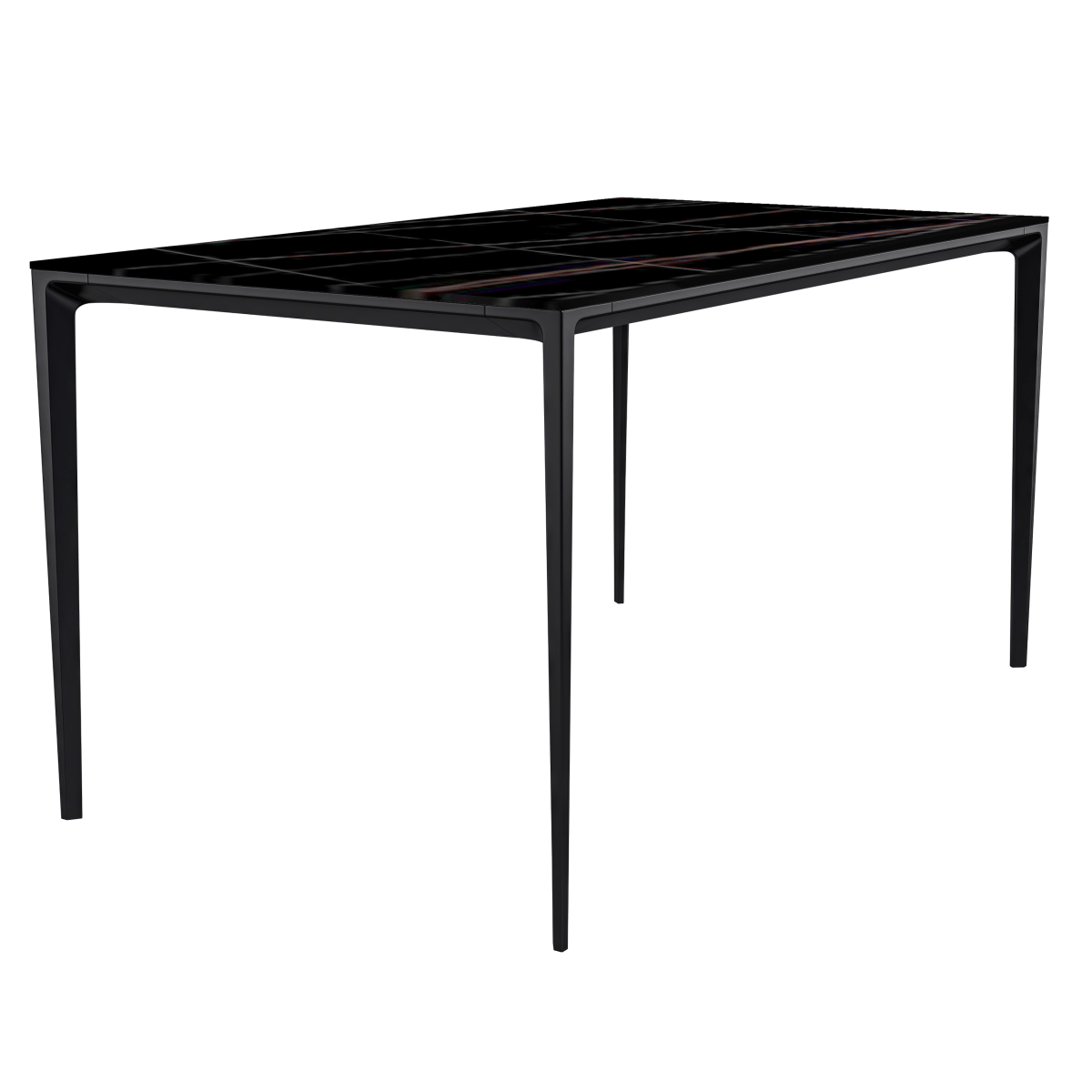 Leisuremod Dining Table Stone / 55 Inches Wide / Black and  Gold Avo Rectangular Dining Table with Sintered Stone/Glass Tabletop in Black Aluminum Base