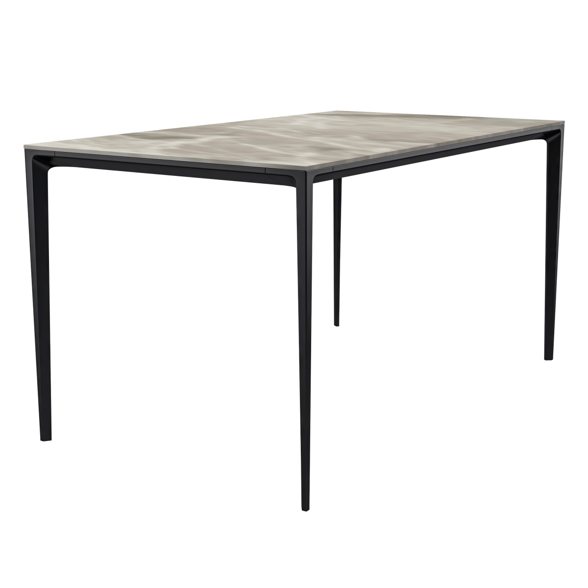 Leisuremod Dining Table Stone / 55 Inches Wide / Deep Grey Avo Rectangular Dining Table with Sintered Stone/Glass Tabletop in Black Aluminum Base