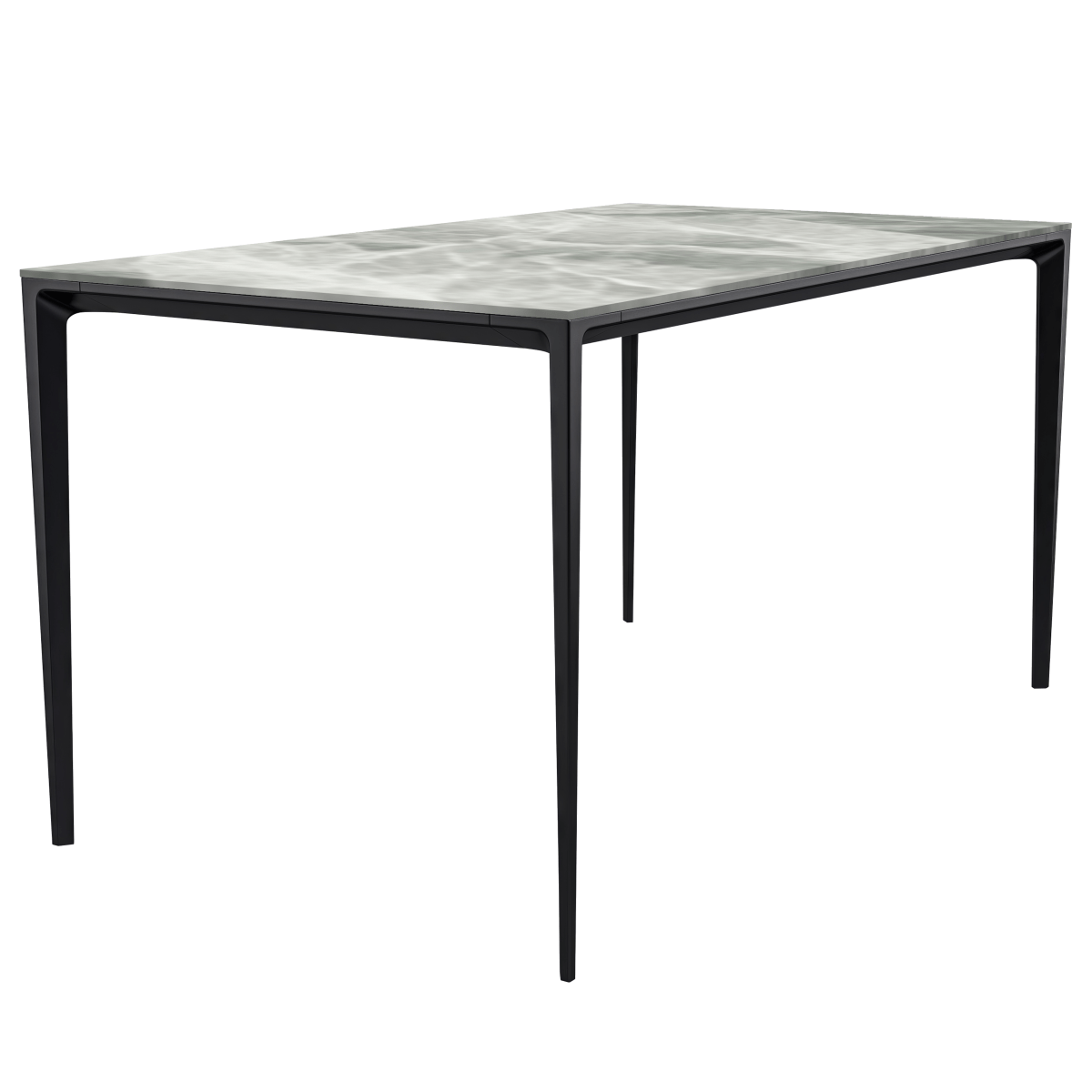 Leisuremod Dining Table Stone / 55 Inches Wide / Light Grey Avo Rectangular Dining Table with Sintered Stone/Glass Tabletop in Black Aluminum Base