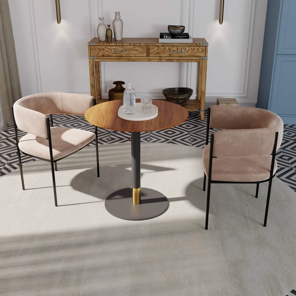 Leisuremod Dining Table Vail Collection Dining Table Black/Gold Base With 27"/36" Round Black MDF Top