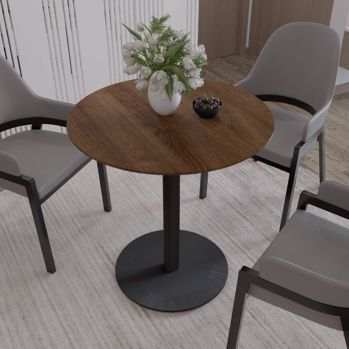 Leisuremod Dining Table Vail Collection Dining Table Black/Gold Base With 27"/36" Round Black MDF Top