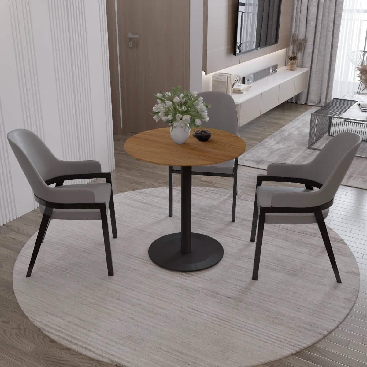 Leisuremod Dining Table Vail Collection Dining Table Black/Gold Base With 27"/36" Round Black MDF Top