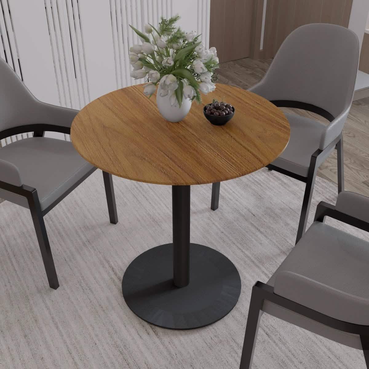 Leisuremod Dining Table Vail Collection Dining Table Black/Gold Base With 27"/36" Round Black MDF Top