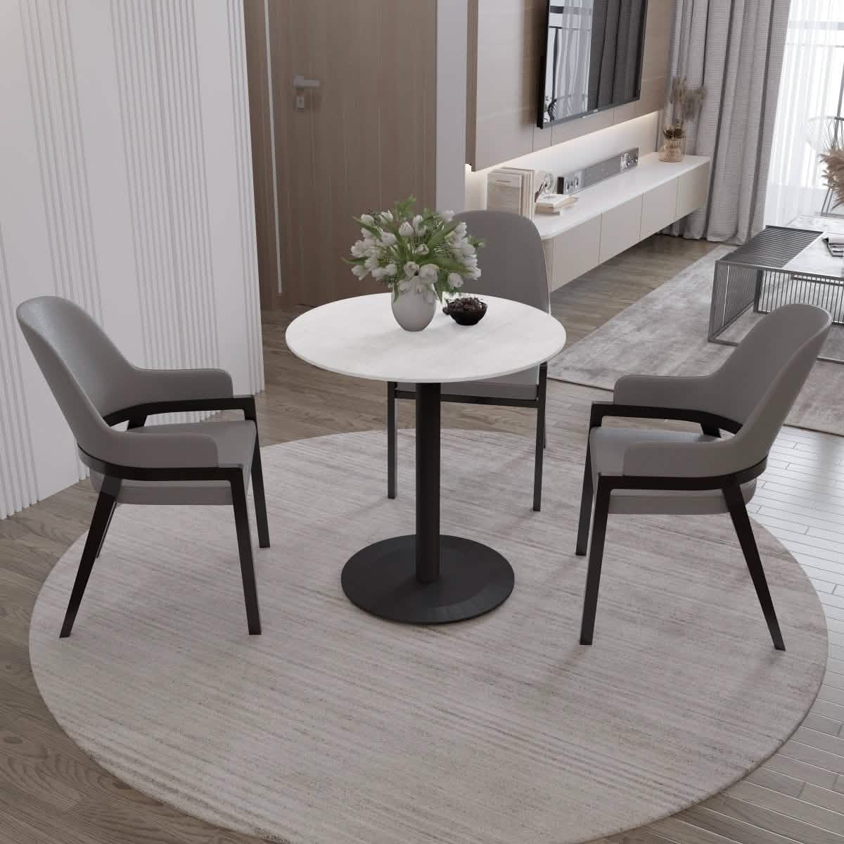 Leisuremod Dining Table Vail Collection Dining Table Black/Gold Base With 27"/36" Round Black MDF Top