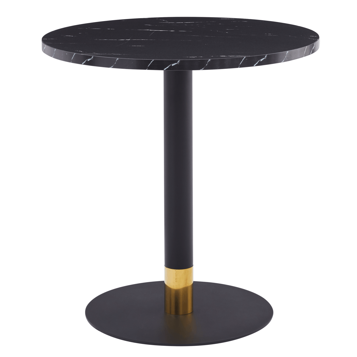 Leisuremod Dining Table Vail Collection Dining Table Black/Gold Round Base With 27"/36" Round Sintered Stone and MDF Wood Top