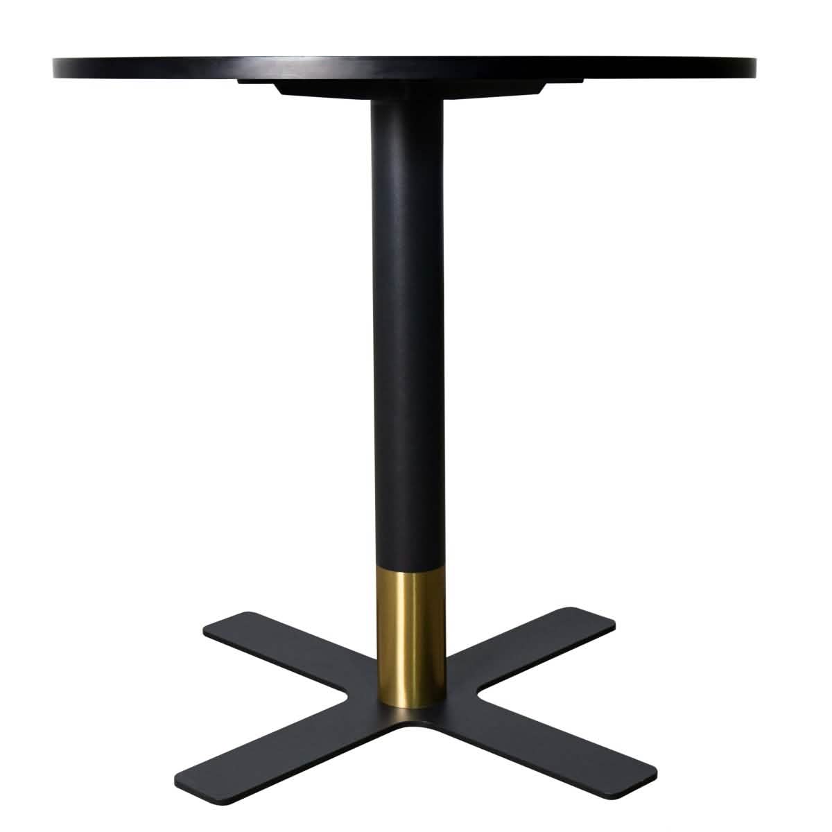 Leisuremod Dining Table Vail Collection Dining Table Black/Gold X Base With 27"/36" Round Black MDF Top