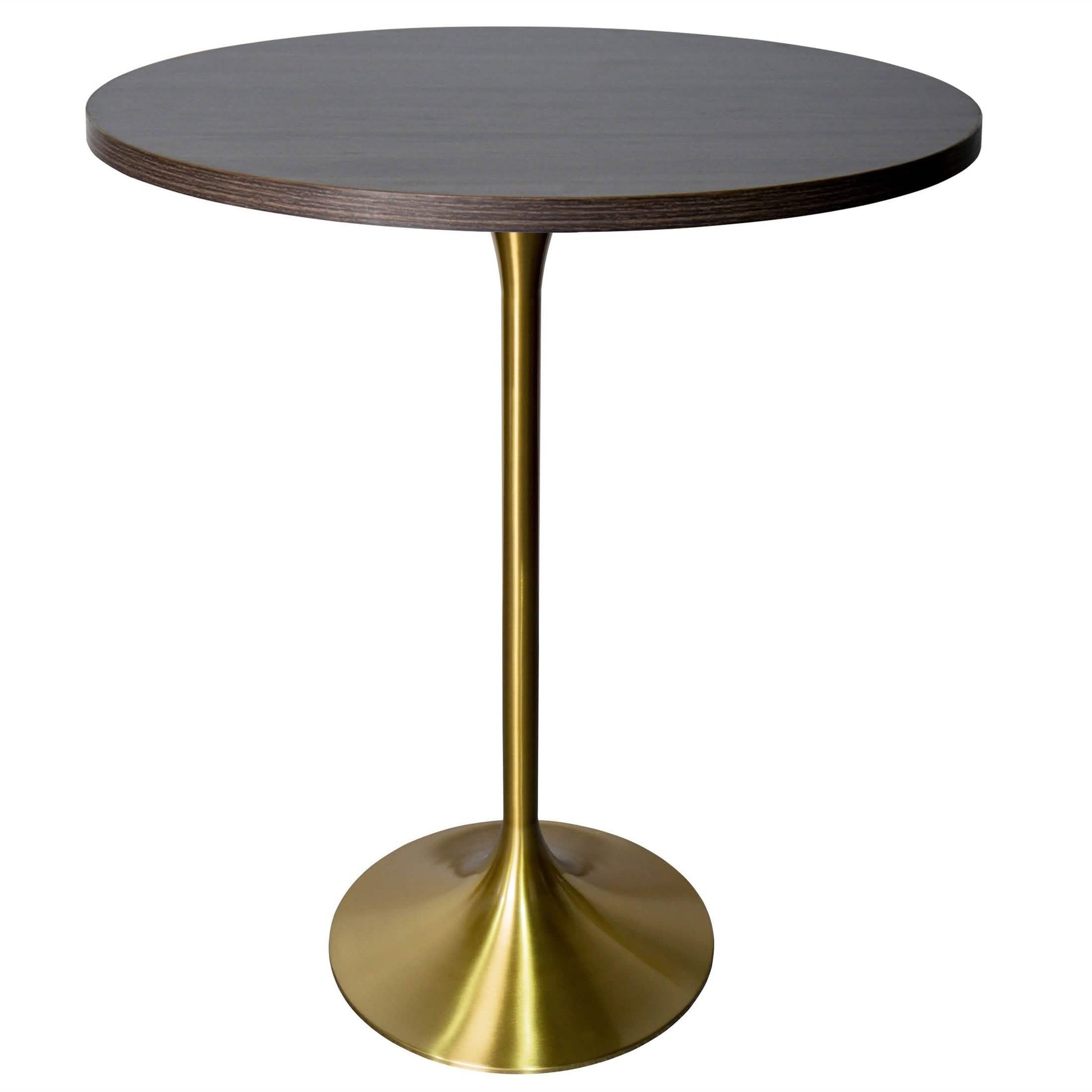 Verve Bar Height Dining Table with Round MDF/Sintered Stone/Resin Top & Gold Stainless Steel Base Sintered Stone 27 Inches Wide Black Marbleized Dining Table Leisuremod