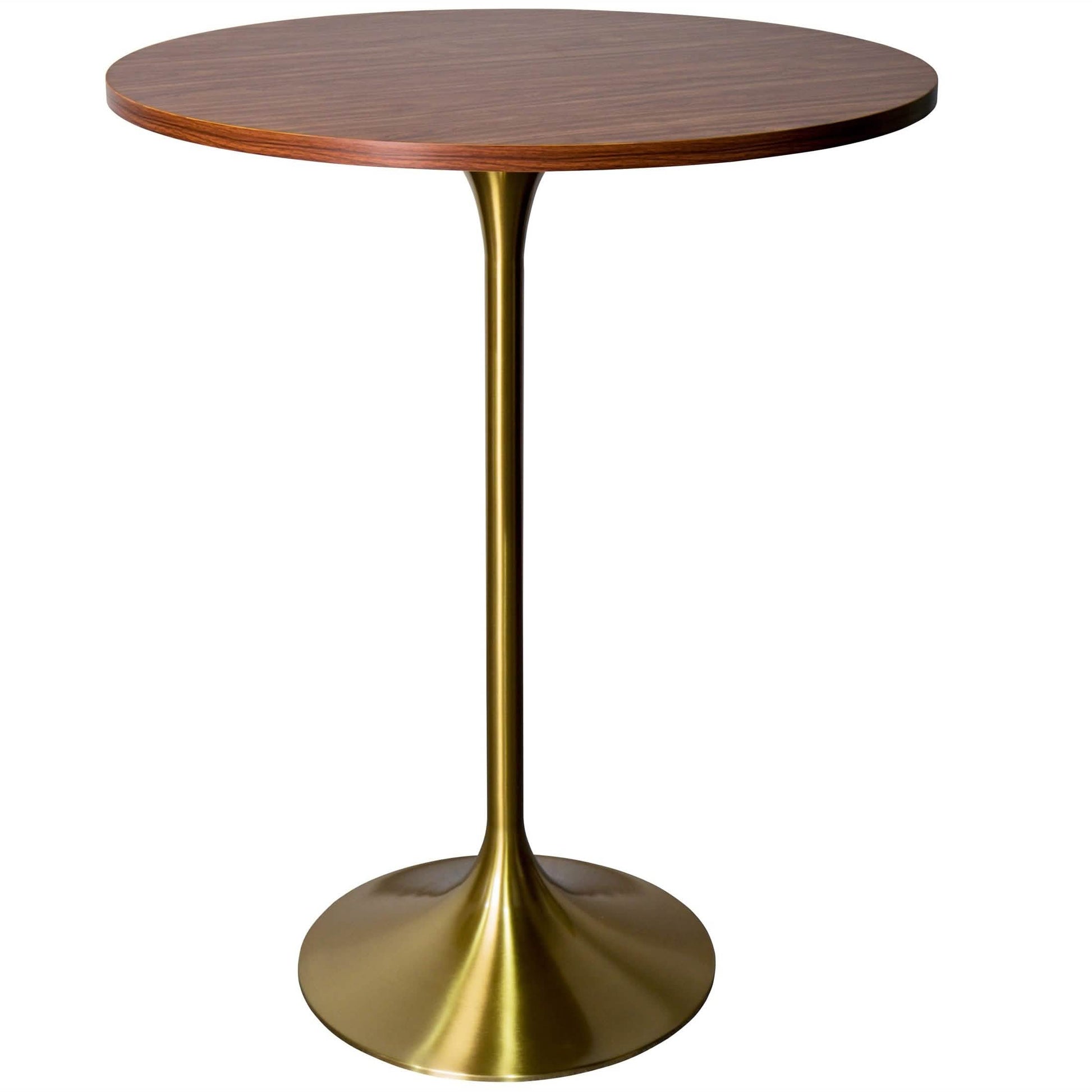 Verve Bar Height Dining Table with Round MDF/Sintered Stone/Resin Top & Gold Stainless Steel Base Sintered Stone 27 Inches Wide Black Marbleized Dining Table Leisuremod
