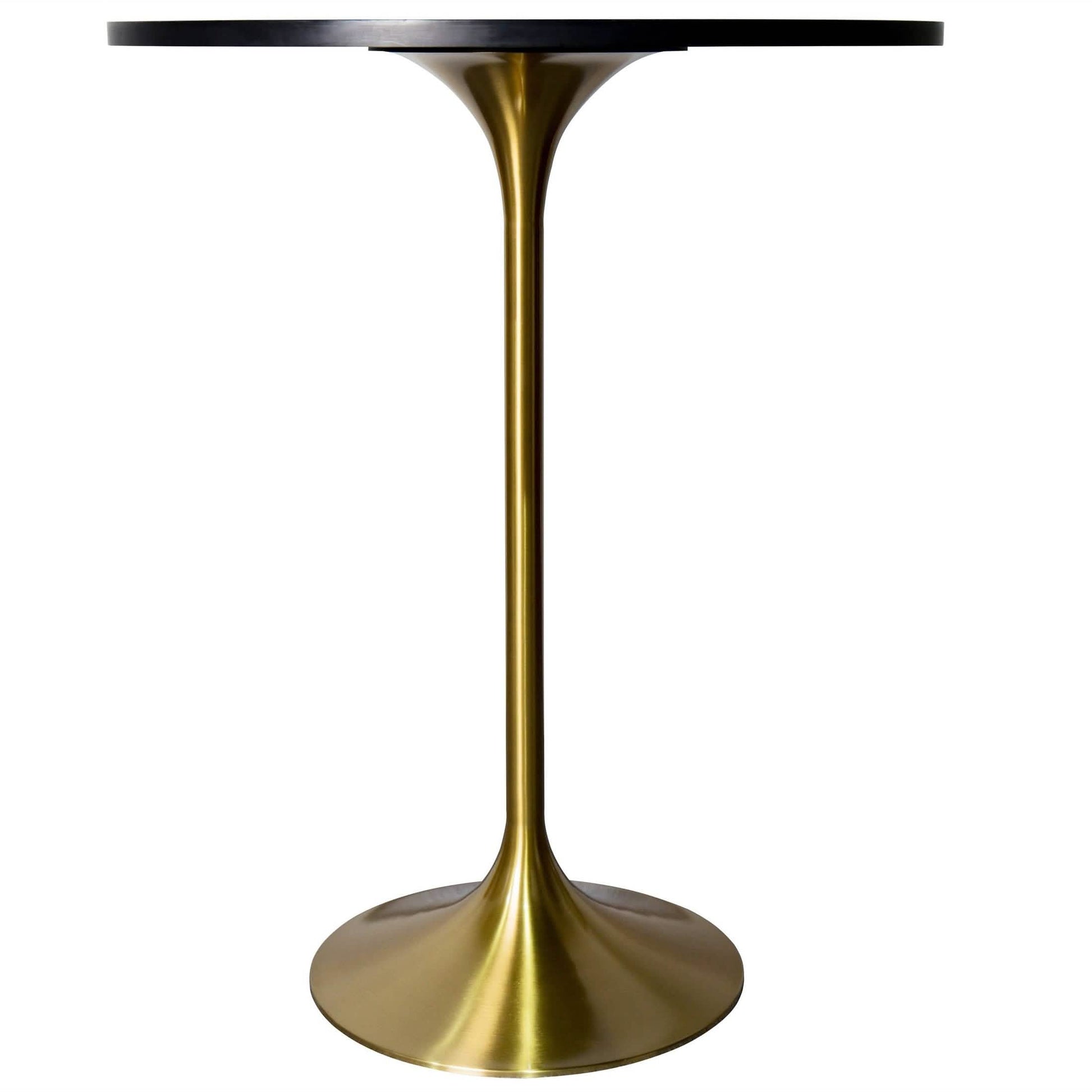 Verve Bar Height Dining Table with Round MDF/Sintered Stone/Resin Top & Gold Stainless Steel Base Sintered Stone 27 Inches Wide Black Marbleized Dining Table Leisuremod