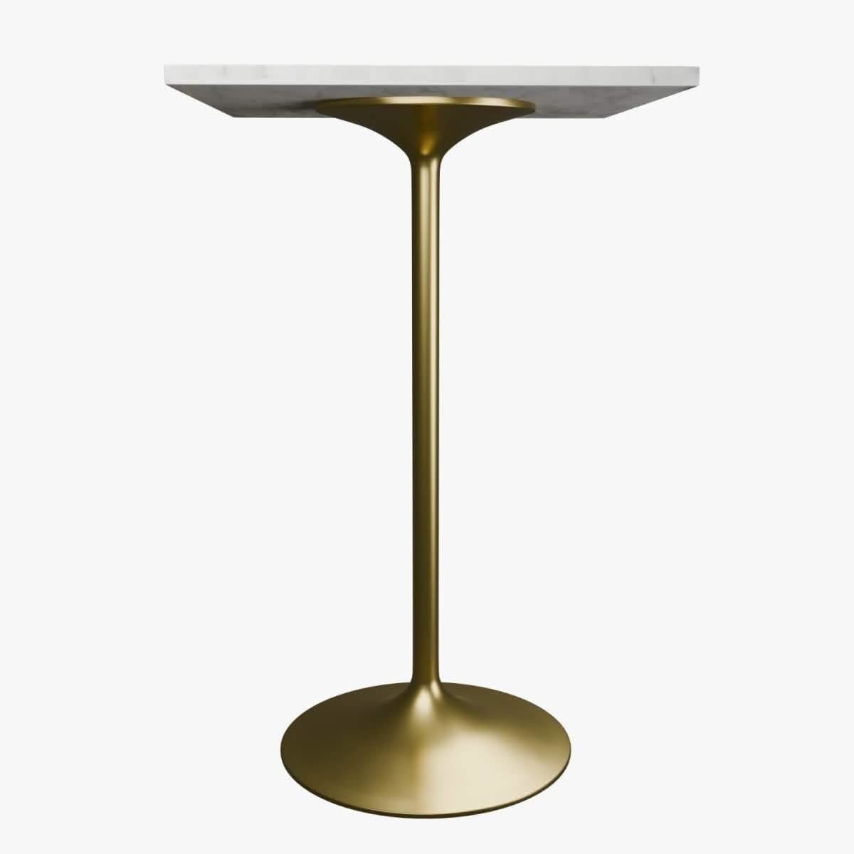 Verve Bar Height Dining Table with Square Resin Top and Black/Gold/White Stainless Steel Base 27 Inches Wide Gold Dining Table Leisuremod