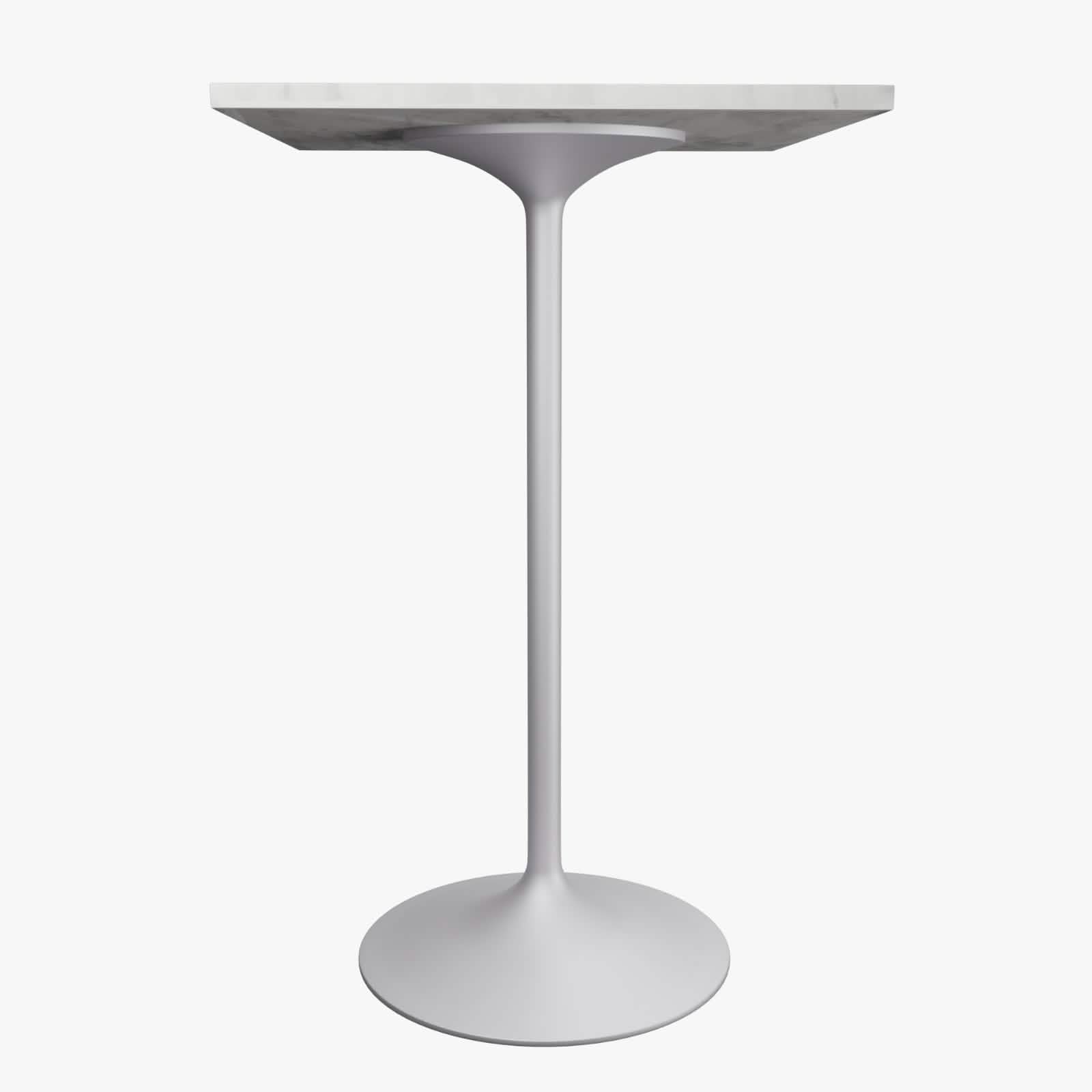 Verve Bar Height Dining Table with Square Resin Top and Black/Gold/White Stainless Steel Base 27 Inches Wide White Dining Table Leisuremod