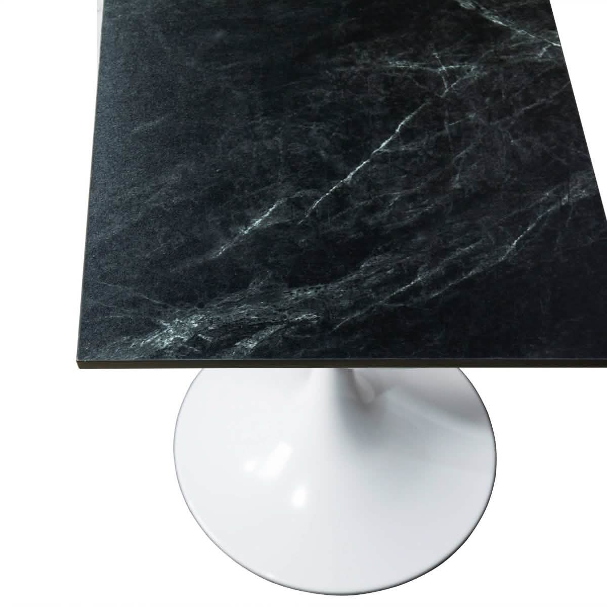 Leisuremod Dining Table Verve Collection 24"Square Dining Table, Black/White/Brushed Gold Base with MDF Top