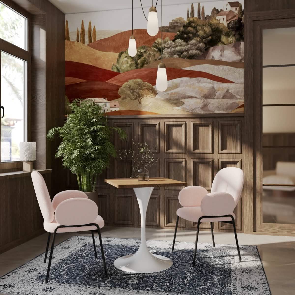 Leisuremod Dining Table Verve Collection 24"Square Dining Table, Black/White/Brushed Gold Base with MDF Top