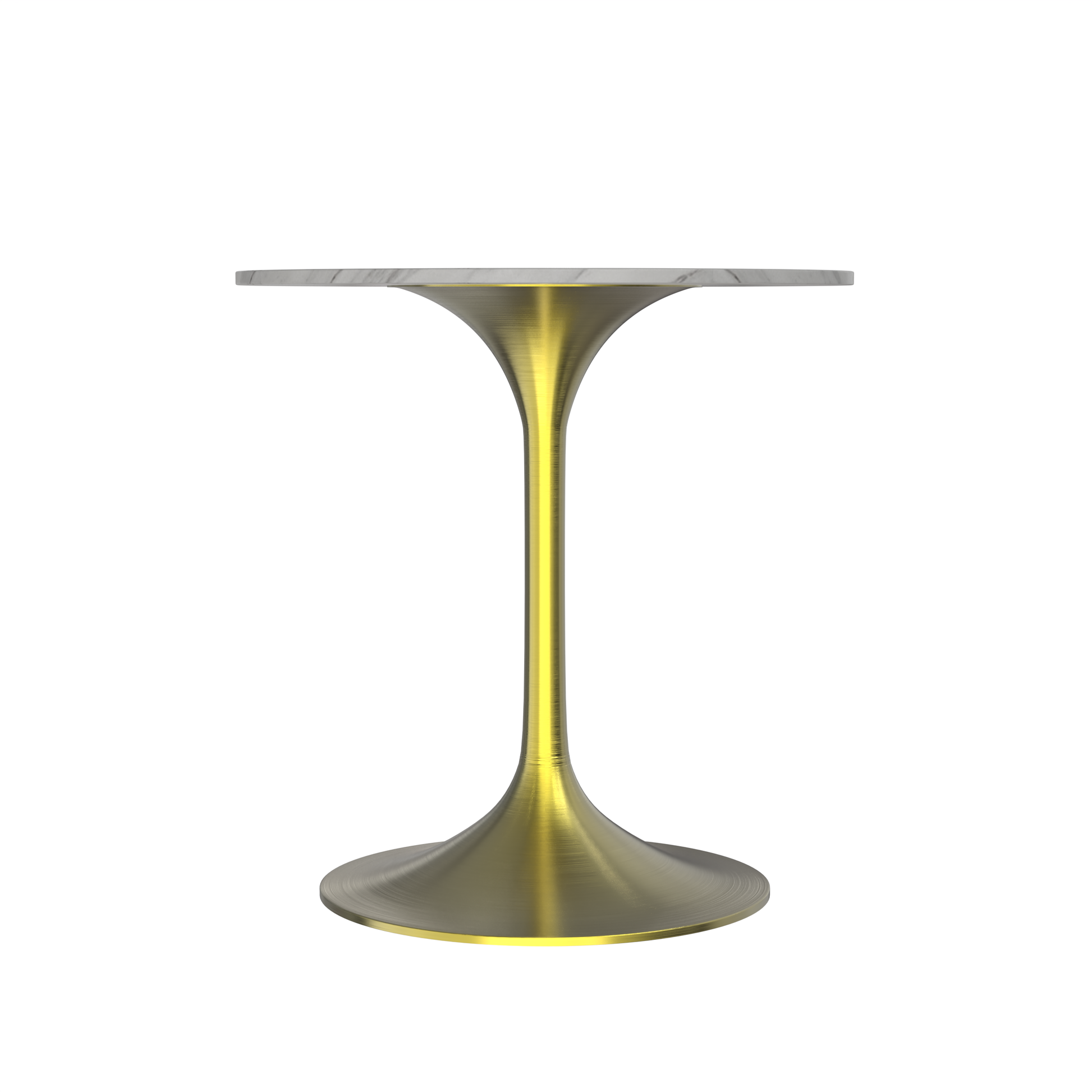 Leisuremod Dining Table Verve Round Dining Table with MDF/Sintered Stone/Resin Tabletop in Gold Stainless Steel Pedestal Base