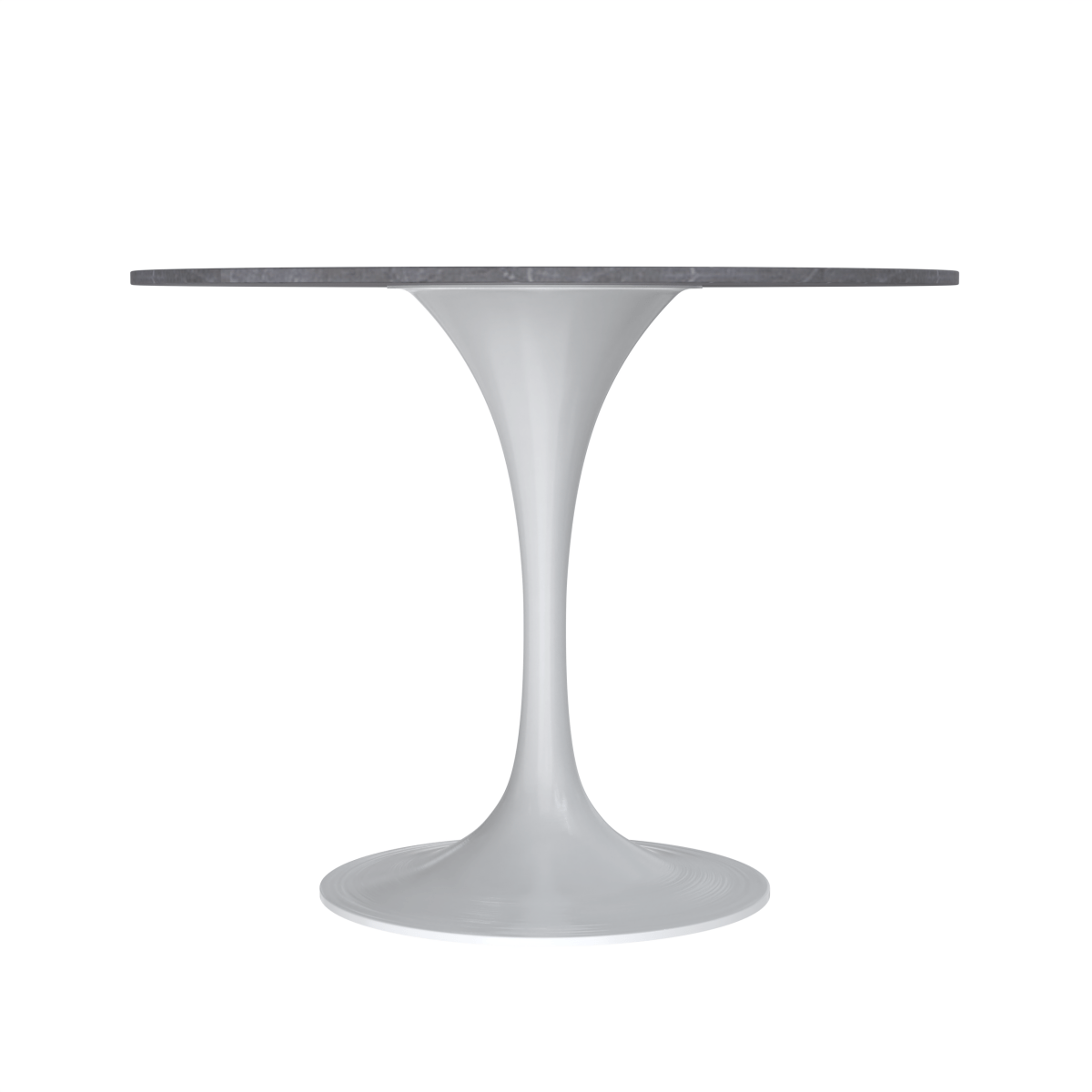 Leisuremod Dining Table Verve Round Dining Table with MDF/Sintered Stone/Resin Tabletop in White Stainless Steel Pedestal Base