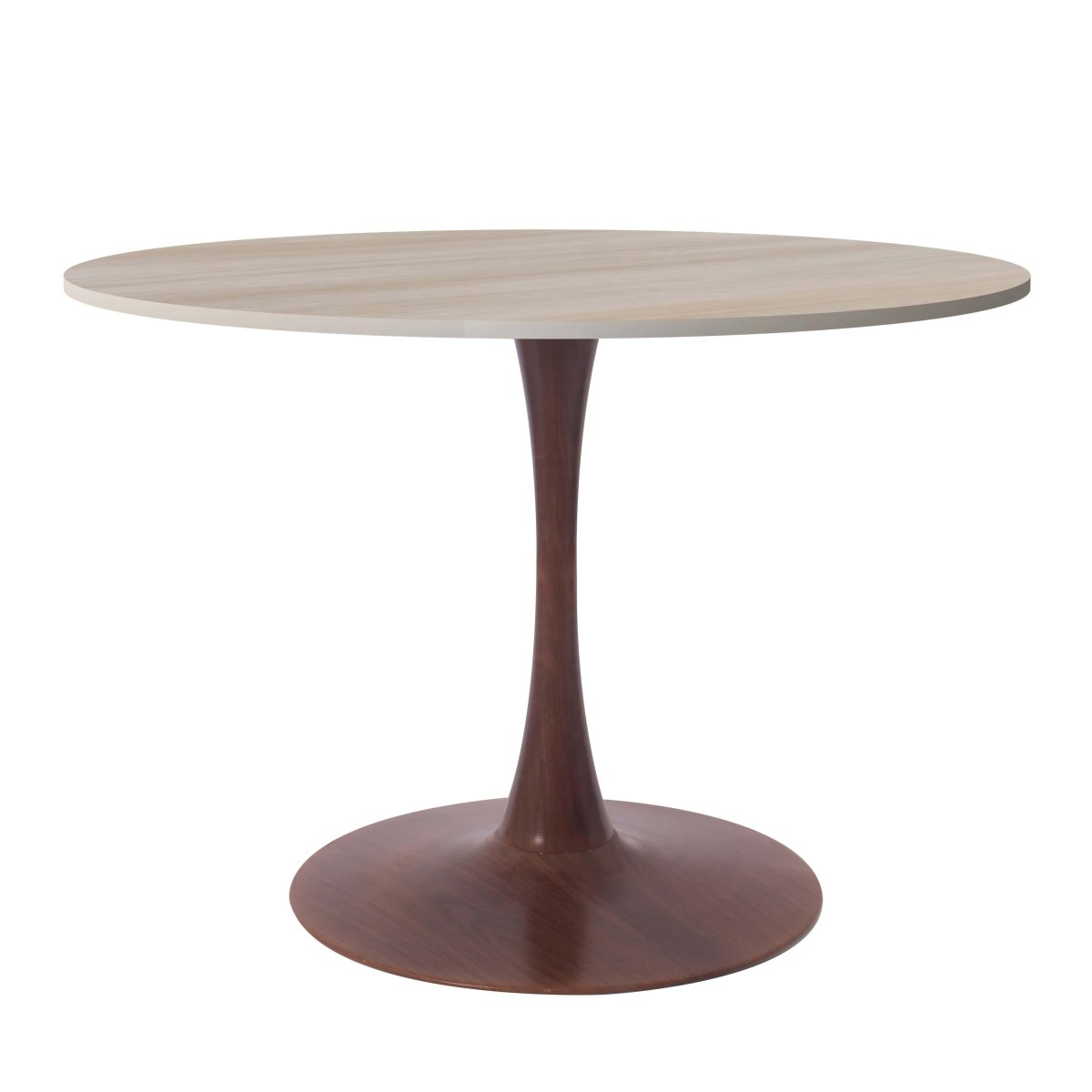Leisuremod Dining Table Walnut / 35" / Natural Wood Bristol 27"/31"/35"/40" Round Dining Table Wood Transfer Cherry/Natural/Walnut Base with Sintered Stone Table Top