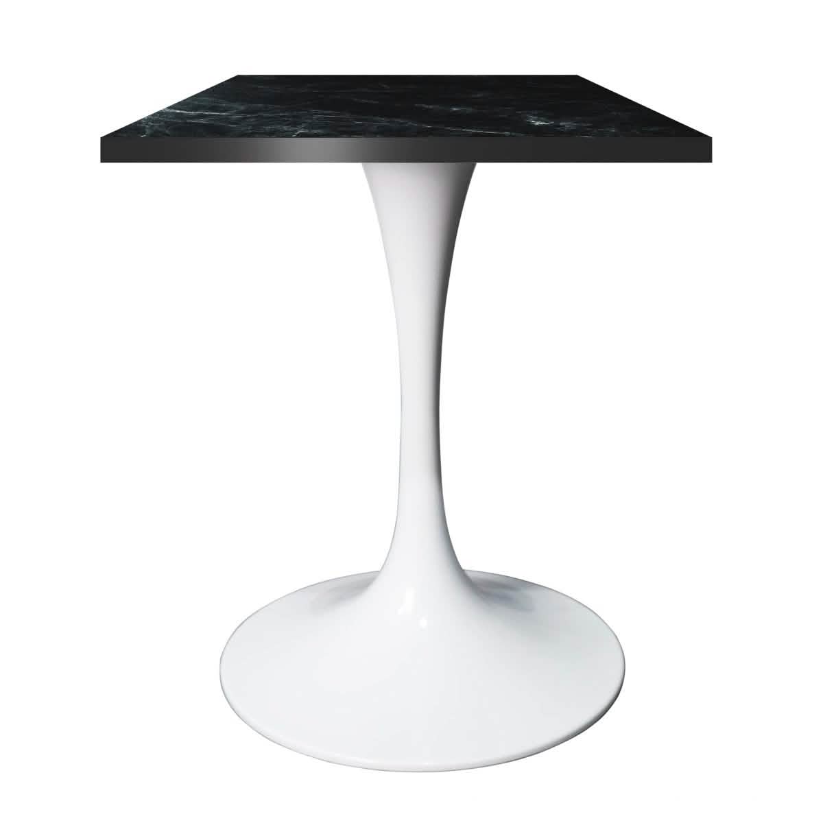 Leisuremod Dining Table White / Black Verve Collection 24"Square Dining Table, Black/White/Brushed Gold Base with MDF Top