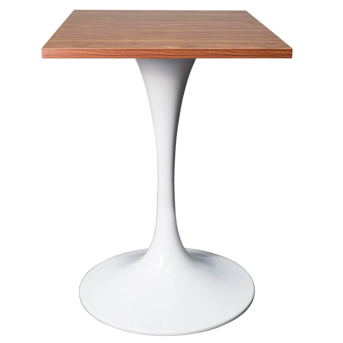 Leisuremod Dining Table White / Cognac Brown Verve Collection 24"Square Dining Table, Black/White/Brushed Gold Base with MDF Top