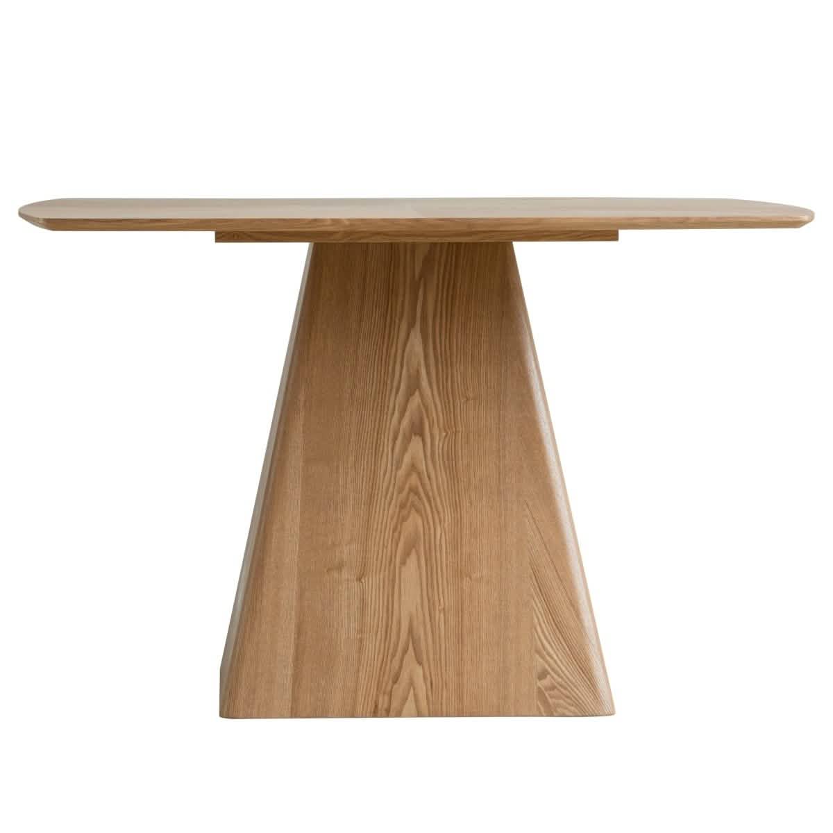 Zephyr 47" Square Dining Table with Sintered Stone/Ash Wood Tabletop and Iron Base Ash Wood Top - Natural Wood Dining Table Leisuremod