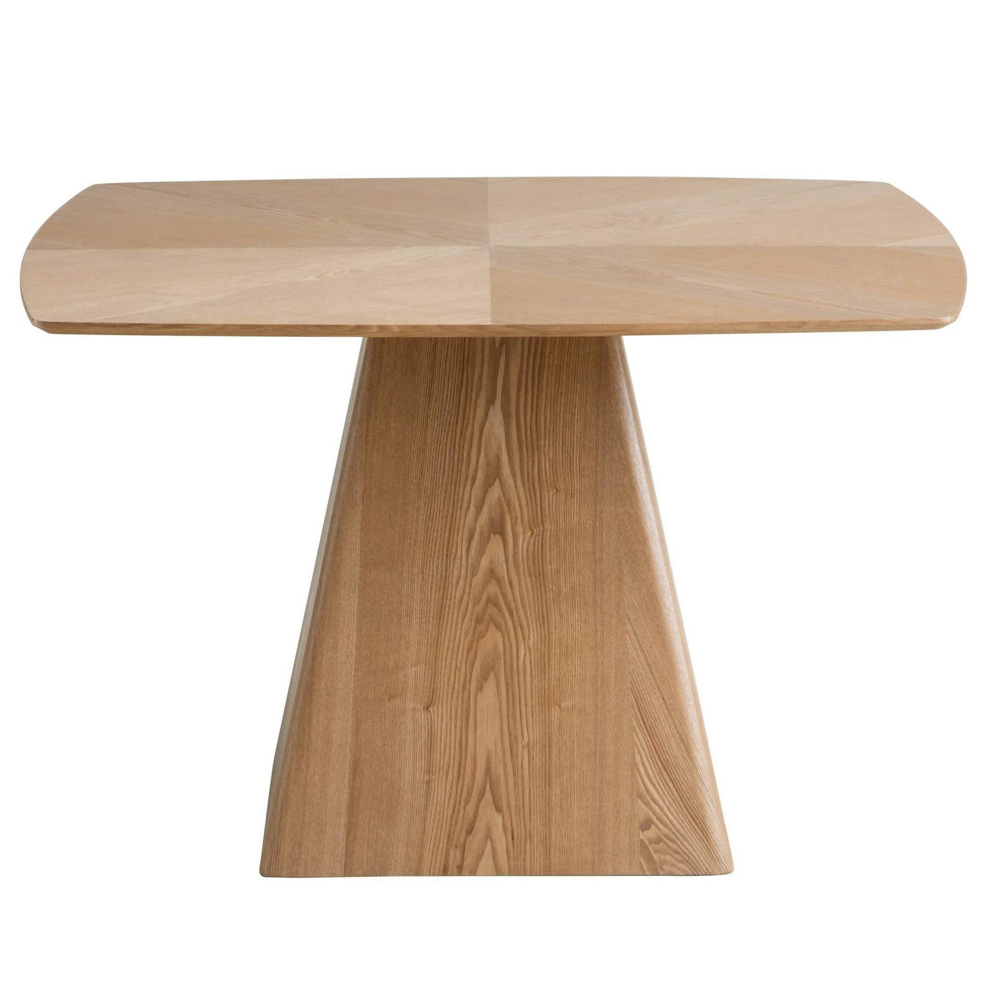 Zephyr 47" Square Dining Table with Sintered Stone/Ash Wood Tabletop and Iron Base Ash Wood Top - Natural Wood Dining Table Leisuremod