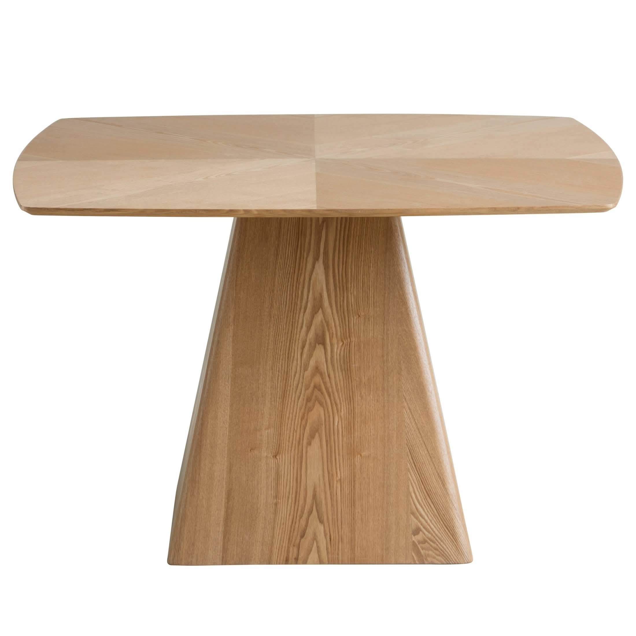 Zephyr 47" Square Dining Table with Sintered Stone/Ash Wood Tabletop and Iron Base Ash Wood Top - Natural Wood Dining Table Leisuremod