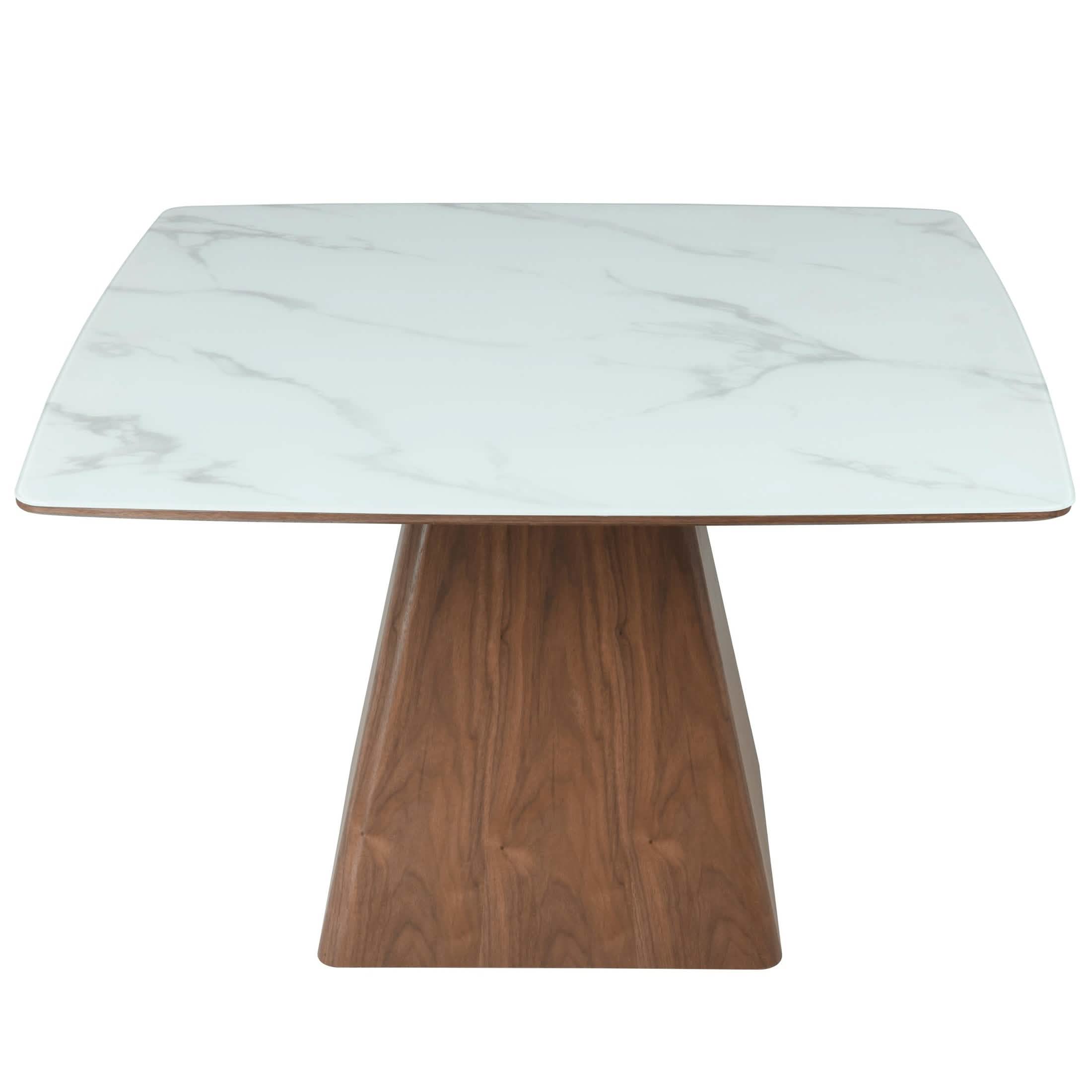Zephyr 47" Square Dining Table with Sintered Stone/Ash Wood Tabletop and Iron Base Sintered Stone Top - White Dining Table Leisuremod