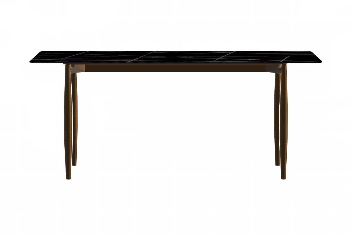 Leisuremod Dining Table Zinti Rectangular Dining Table with Glass/Sintered Stone Tabletop and Steel Base