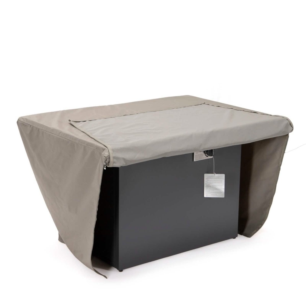 Chelsea Waterproof Fabric Rectangle Fire Pit Table Cover Taupe Fire Pits Leisuremod