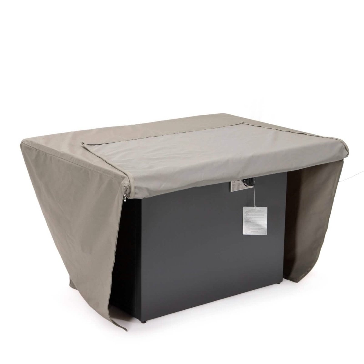 Chelsea Waterproof Fabric Rectangle Fire Pit Table Cover Taupe Fire Pits Leisuremod