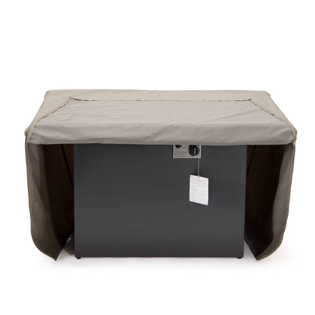 Chelsea Waterproof Fabric Rectangle Fire Pit Table Cover Taupe Fire Pits Leisuremod