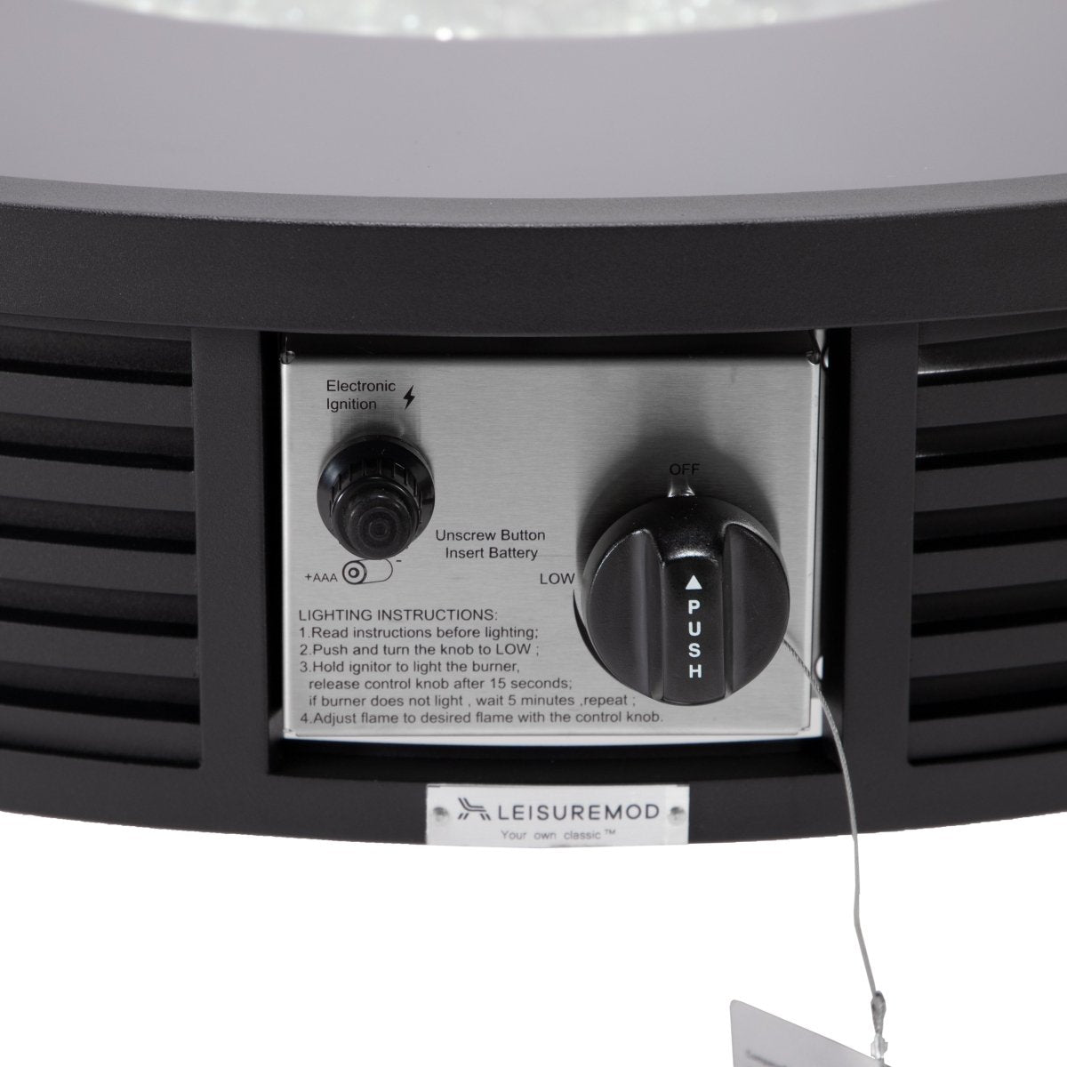 Walbrooke Modern Outdoor Round Fire Pit Table with Powder-Coated Aliuminum Frame and Slats/Non Slats Design Slats Black Fire Pits Leisuremod